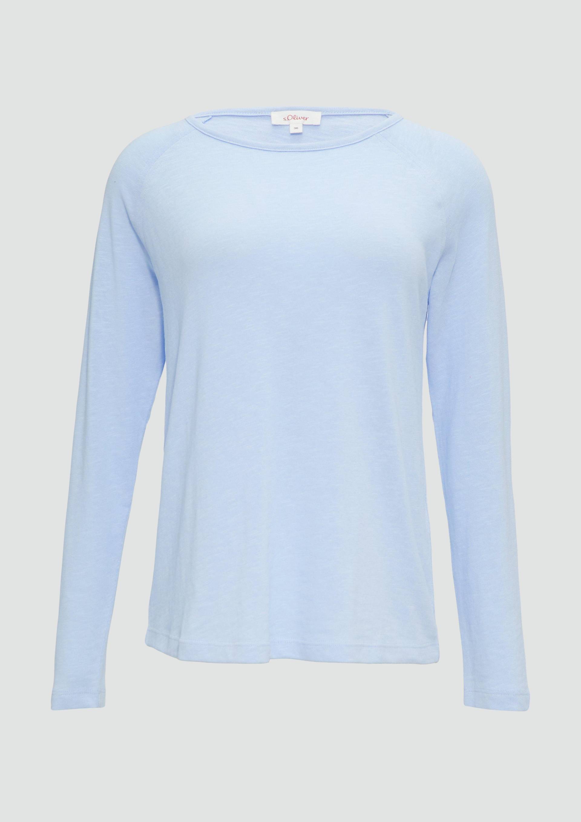 s.Oliver - Langarmshirt mit Flammgarnstruktur und Raglanärmeln, Damen, blau von s.Oliver