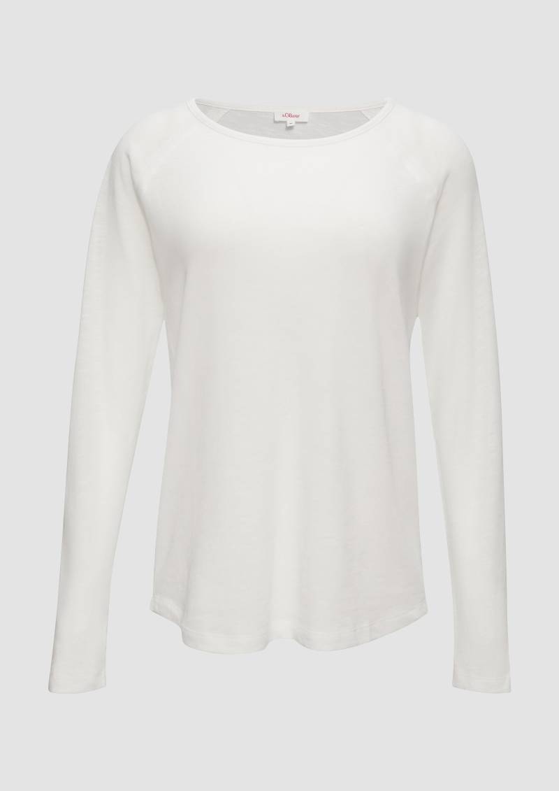 s.Oliver - Langarmshirt mit Flammgarnstruktur und Raglanärmeln, Damen, creme von s.Oliver