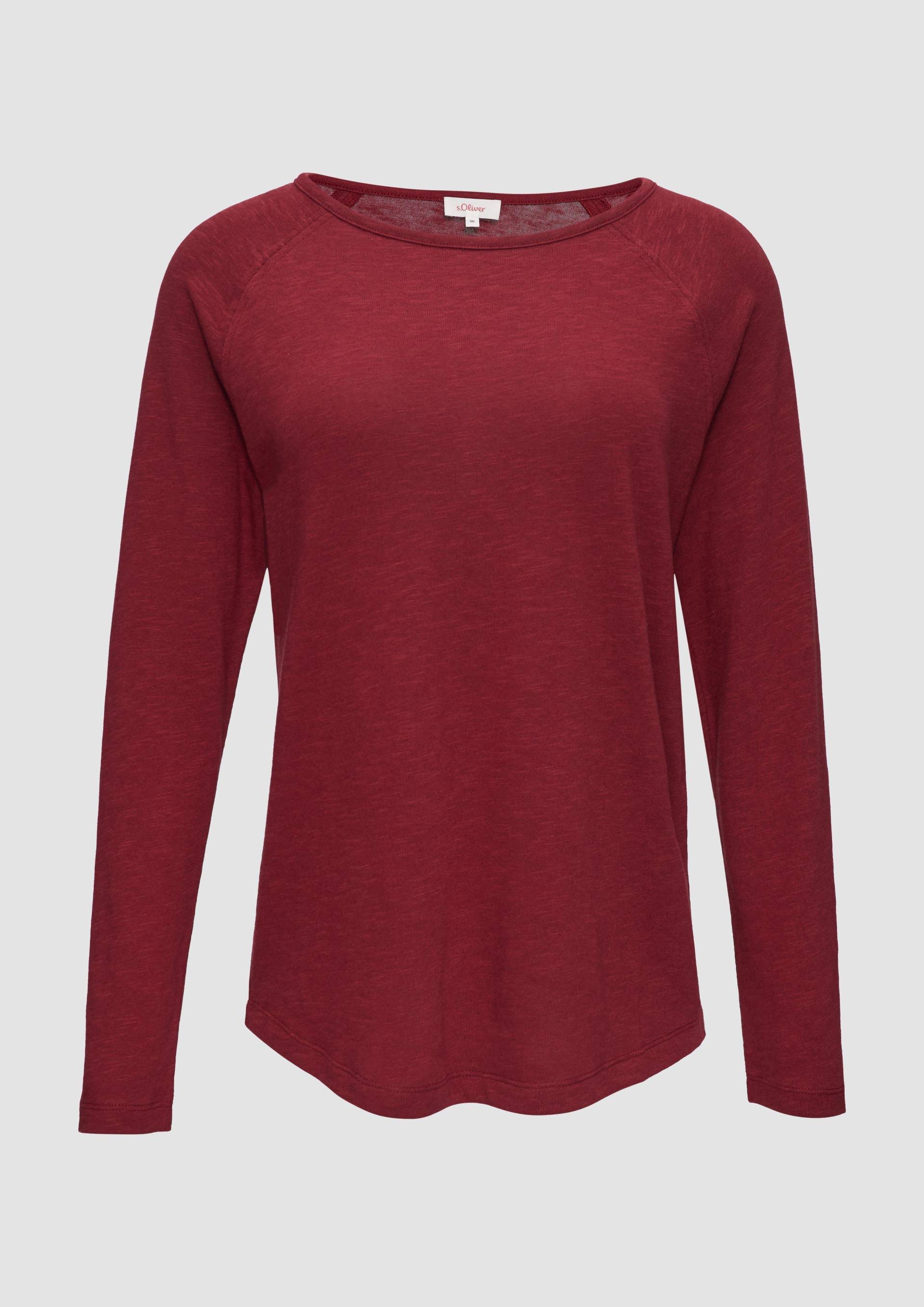 s.Oliver - Langarmshirt mit Flammgarnstruktur und Raglanärmeln, Damen, rot von s.Oliver