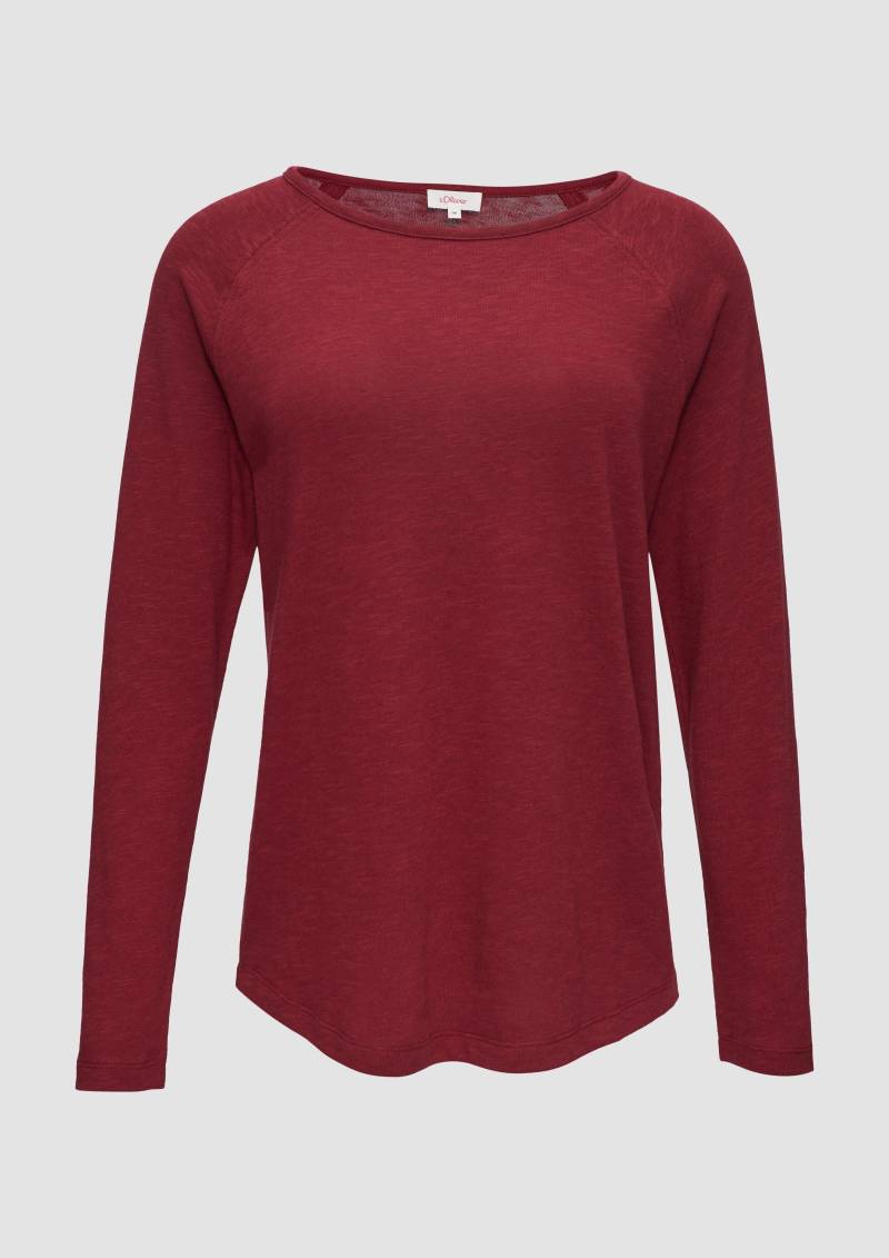 s.Oliver - Langarmshirt mit Flammgarnstruktur und Raglanärmeln, Damen, rot von s.Oliver