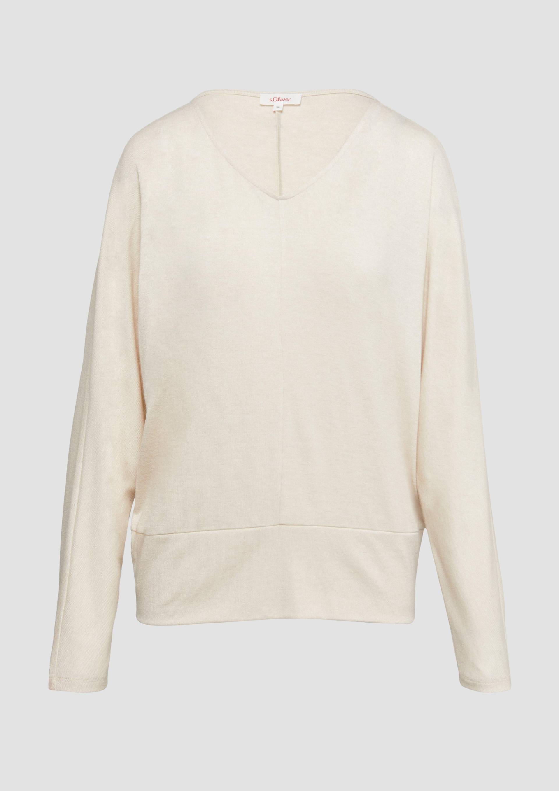 s.Oliver - Langarmshirt mit Fledermausärmeln und breitem Bund, Damen, Beige von s.Oliver