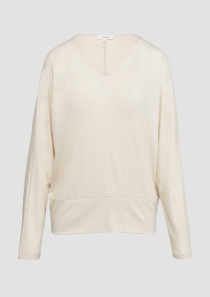 s.Oliver - Langarmshirt mit Fledermausärmeln und breitem Bund, Damen, Beige von s.Oliver