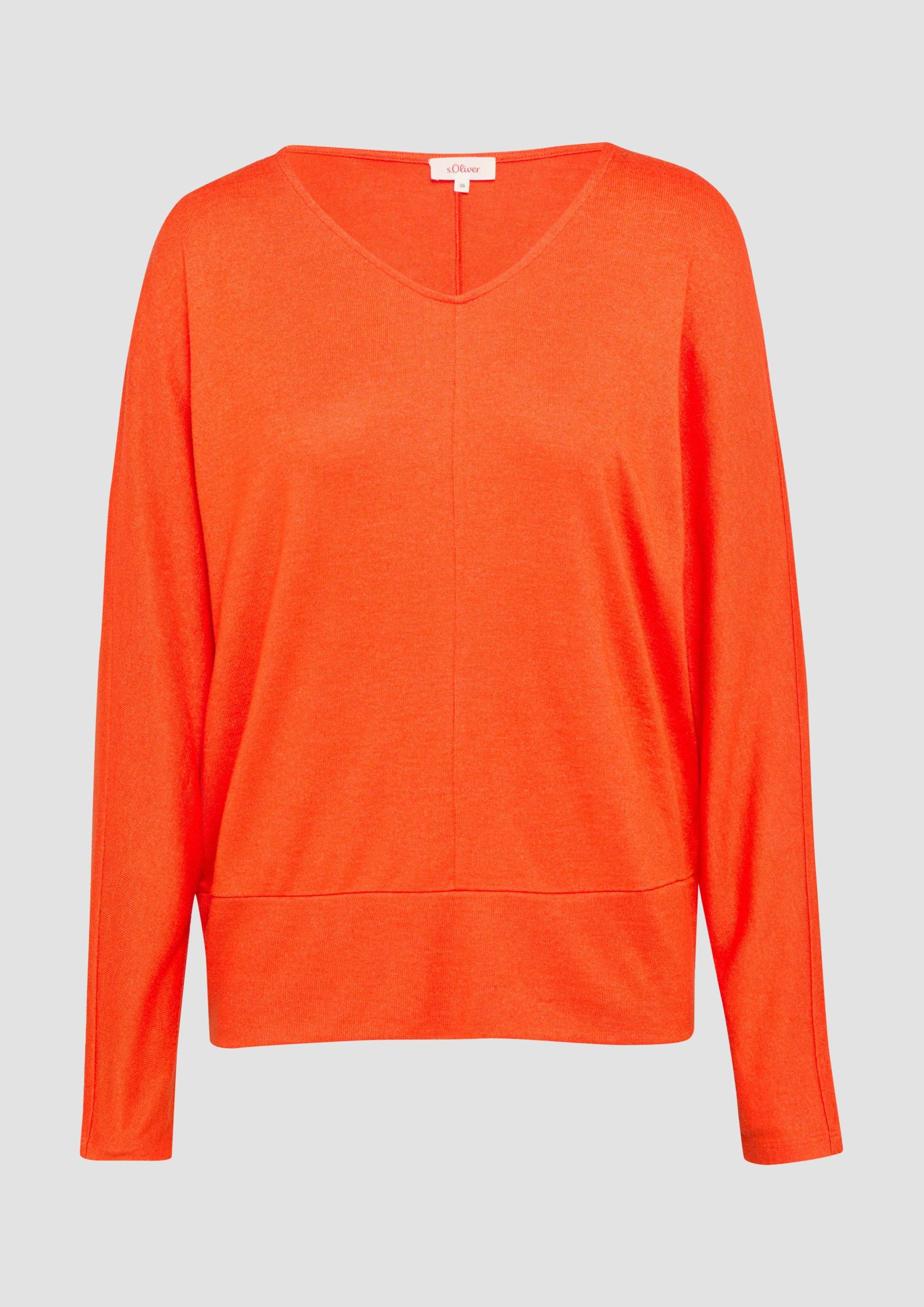 s.Oliver - Langarmshirt mit Fledermausärmeln und breitem Bund, Damen, Orange s.Oliver - Langarmshirt mit Fledermausärmeln und breitem Bund, Damen, Orange von s.Oliver