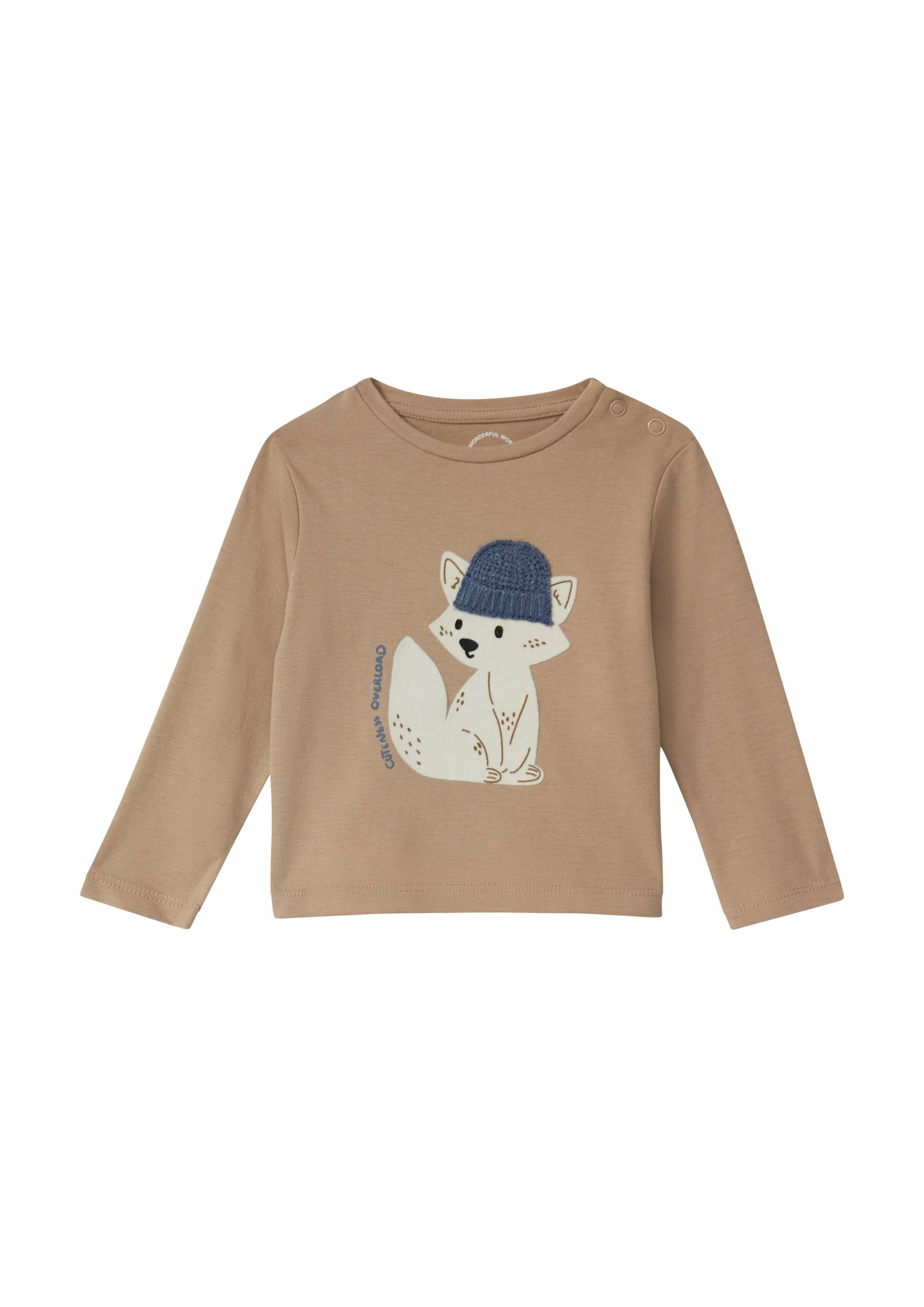 s.Oliver - Langarmshirt mit Flockprint und Applikation, Babys, braun|mehrfarbig von s.Oliver