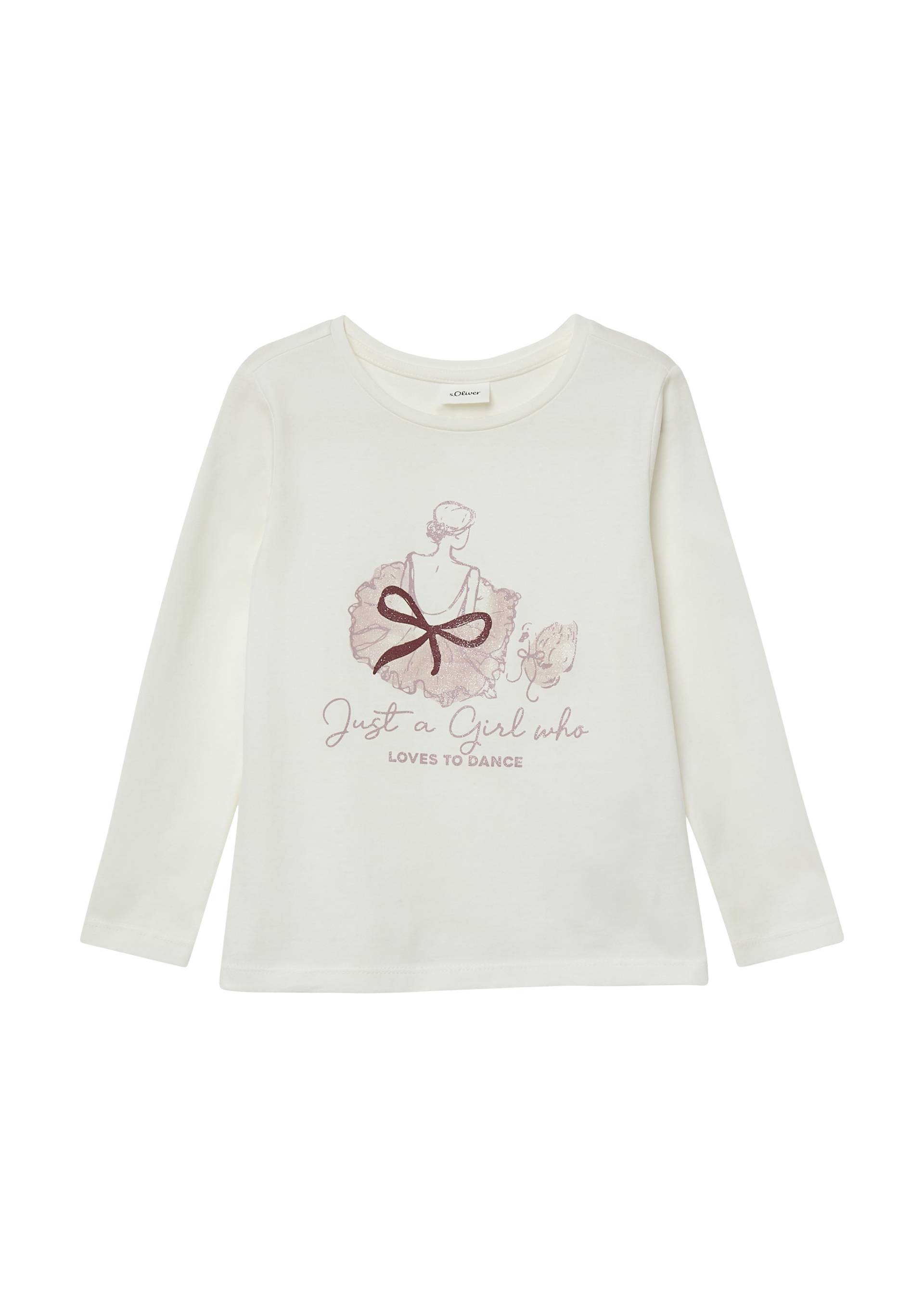 s.Oliver - Langarmshirt mit Glitzerprint im Loose Fit, Kinder, creme von s.Oliver