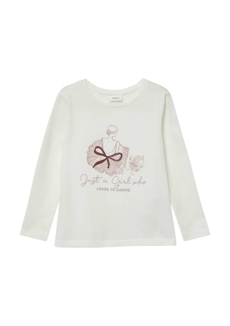 s.Oliver - Langarmshirt mit Glitzerprint im Loose Fit, Kinder, creme von s.Oliver