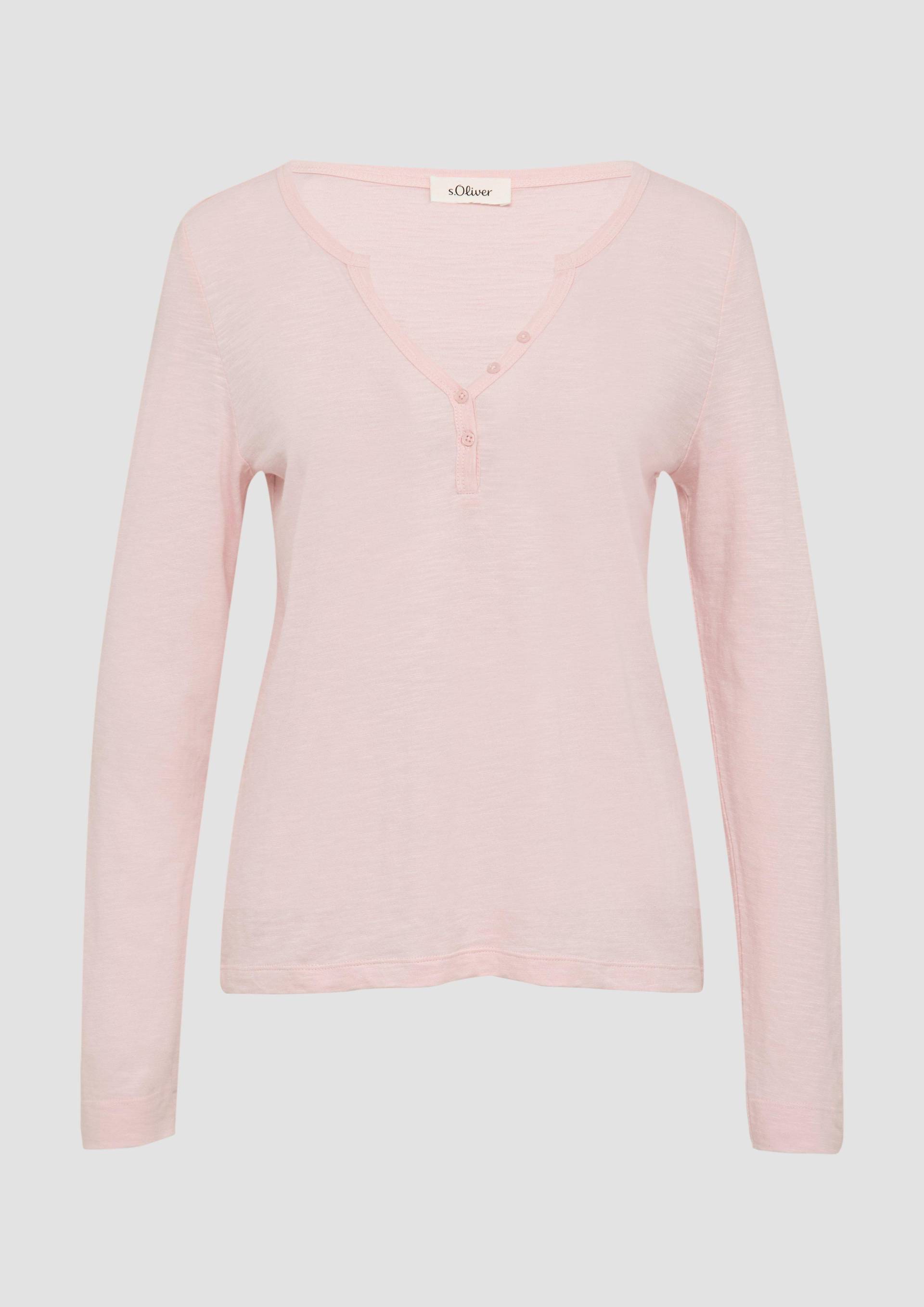 s.Oliver - Langarmshirt mit Henley-Ausschnitt und Flammgarnstruktur, Damen, Rosa s.Oliver - Langarmshirt mit Henley-Ausschnitt und Flammgarnstruktur, Damen, Rosa von s.Oliver