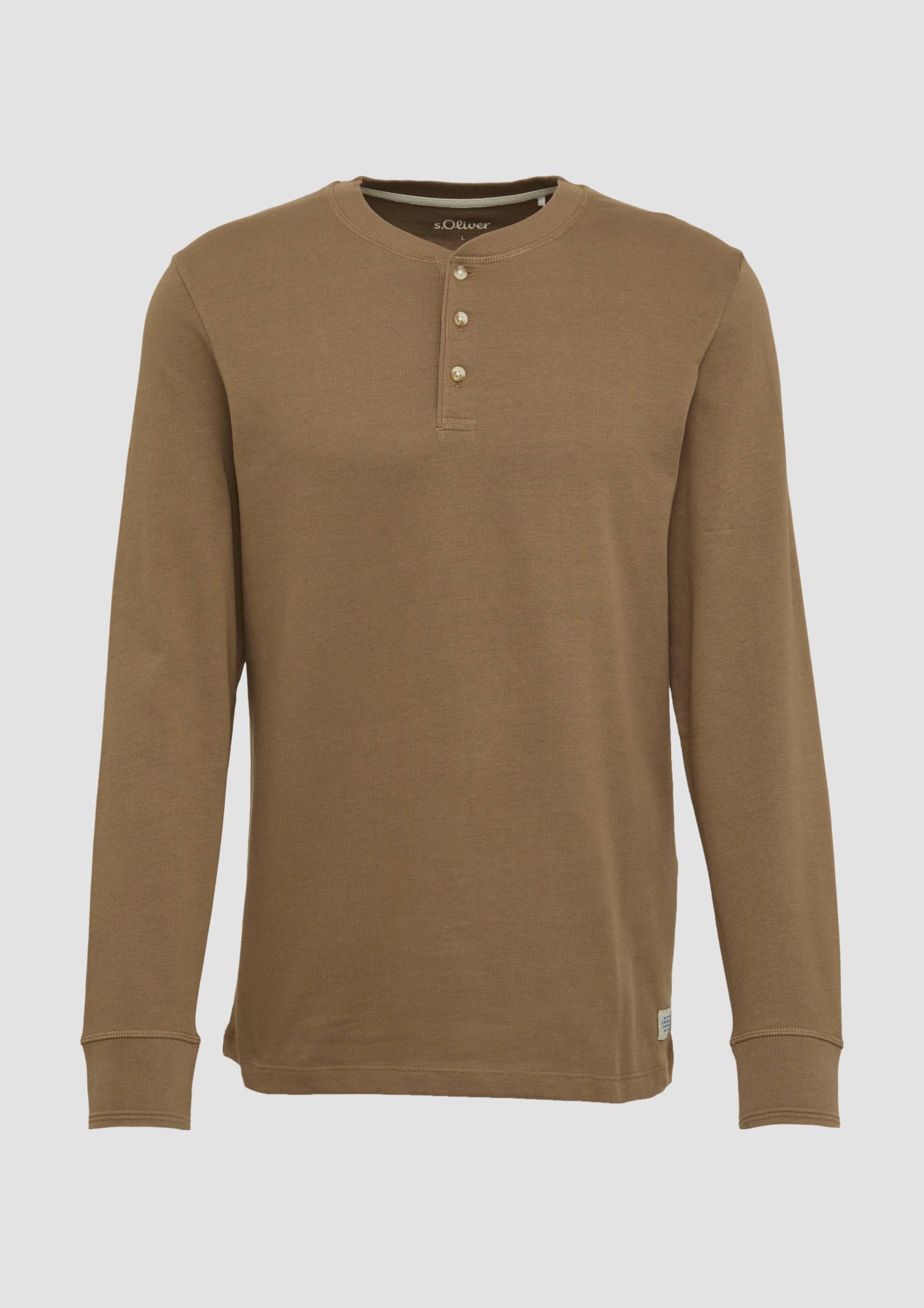 s.Oliver - Langarmshirt mit Henleyausschnitt und Ärmel-Bündchen, Herren, braun von s.Oliver