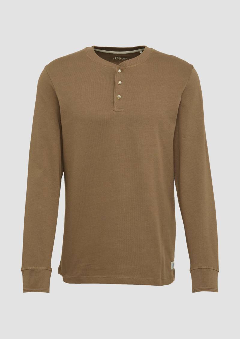 s.Oliver - Langarmshirt mit Henleyausschnitt und Ärmel-Bündchen, Herren, braun von s.Oliver
