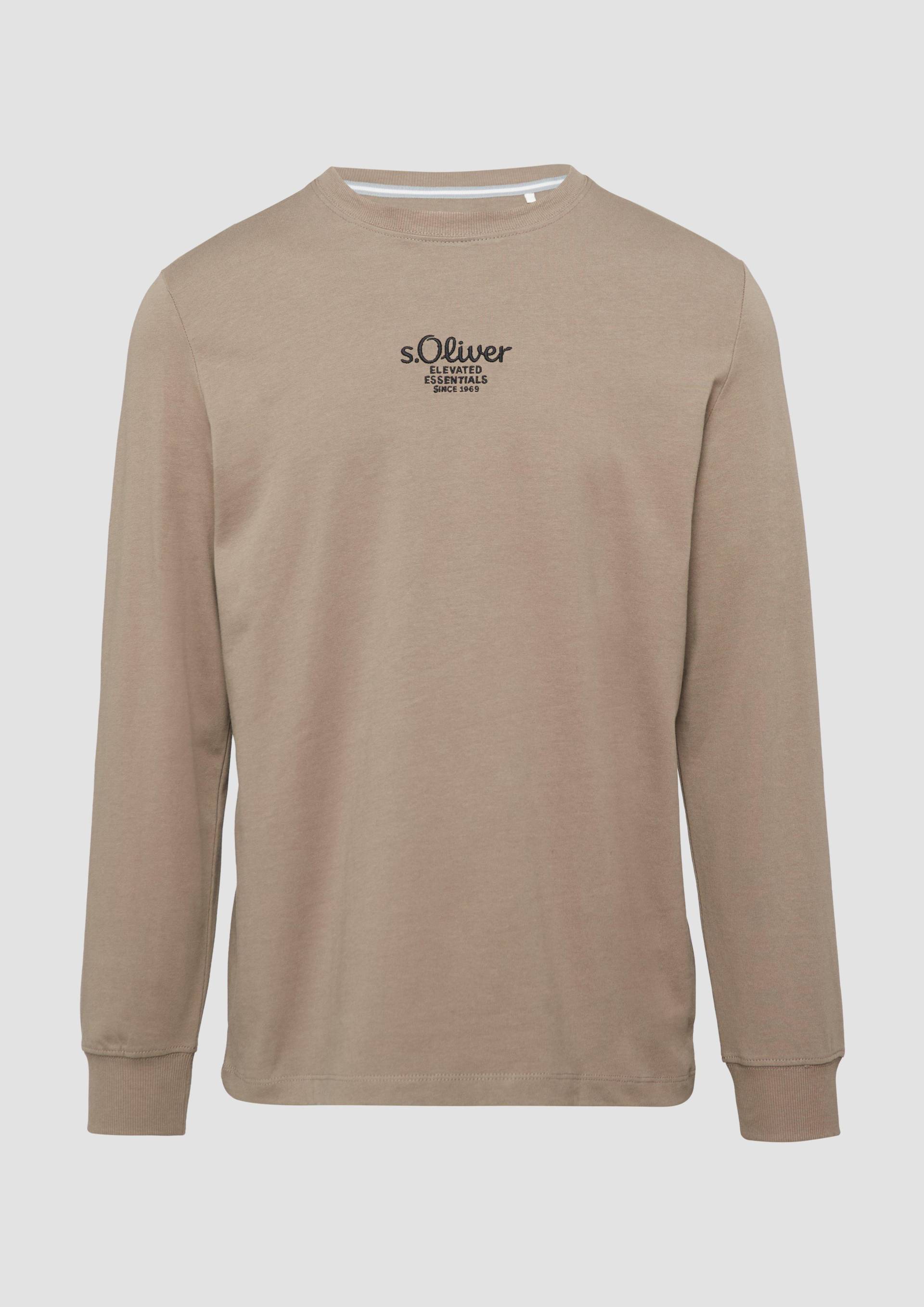s.Oliver - Langarmshirt mit Logo-Stickerei, Herren, braun von s.Oliver