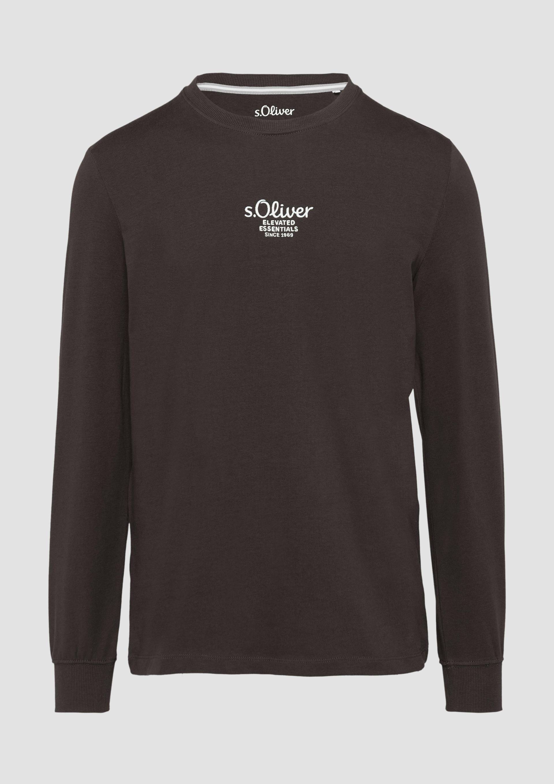 s.Oliver - Langarmshirt mit Logo-Stickerei, Herren, braun von s.Oliver