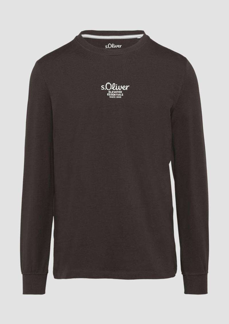 s.Oliver - Langarmshirt mit Logo-Stickerei, Herren, braun von s.Oliver