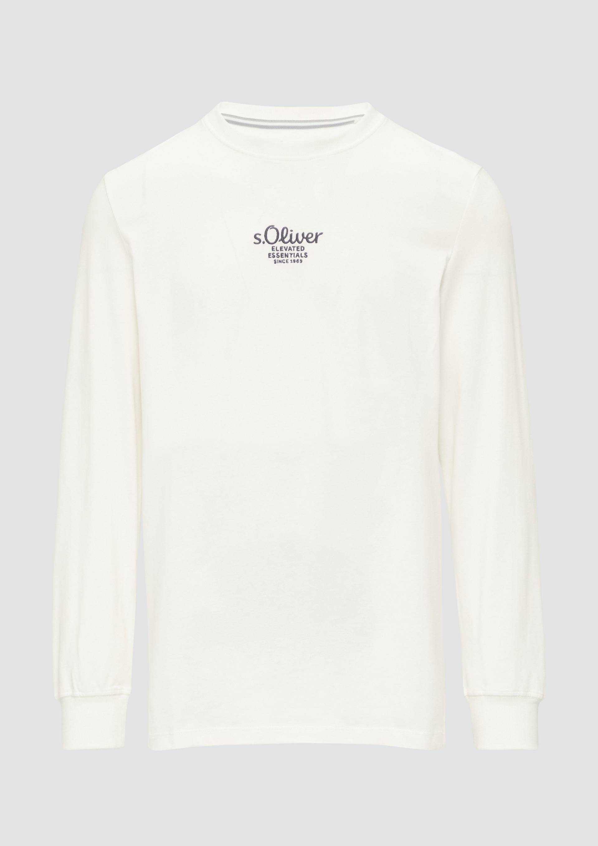 s.Oliver - Langarmshirt mit Logo-Stickerei, Herren, weiß von s.Oliver