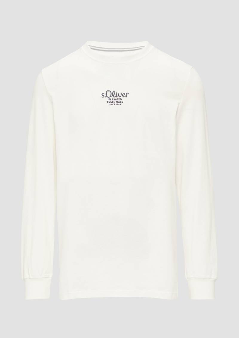 s.Oliver - Langarmshirt mit Logo-Stickerei, Herren, weiß von s.Oliver