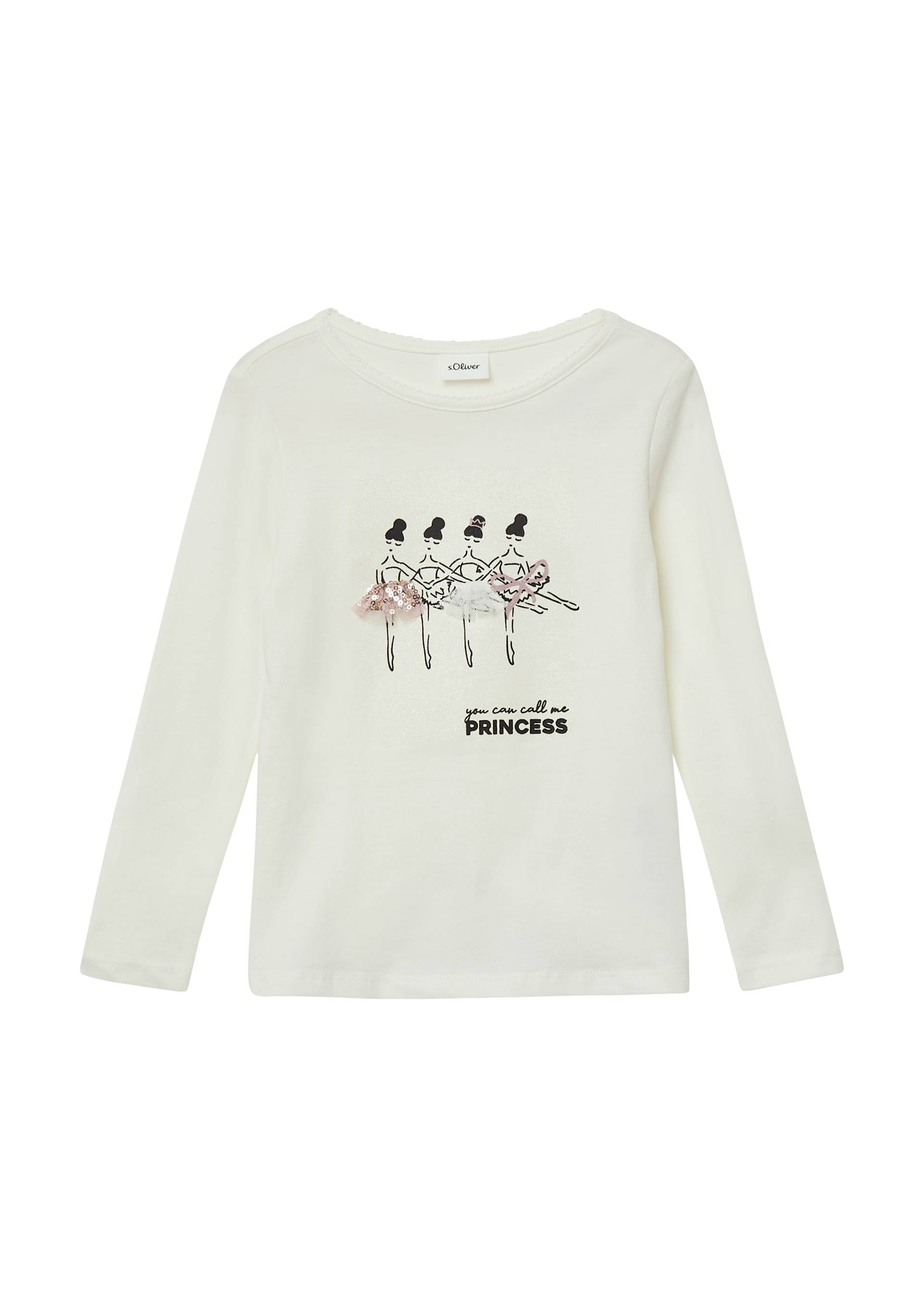 s.Oliver - Langarmshirt mit Pailletten und Applikation, Kinder, creme von s.Oliver