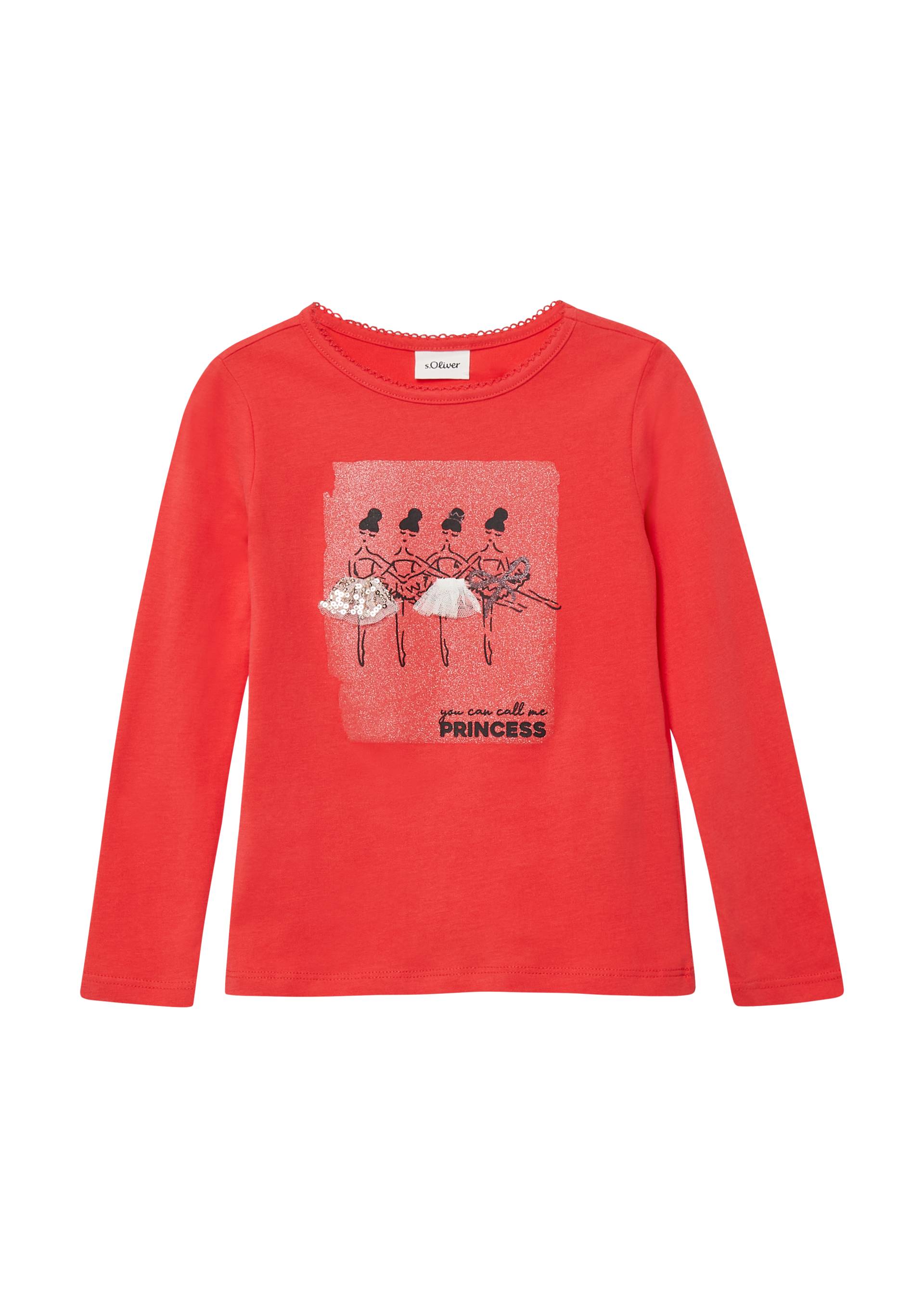 s.Oliver - Langarmshirt mit Pailletten und Applikation, Kinder, rot von s.Oliver