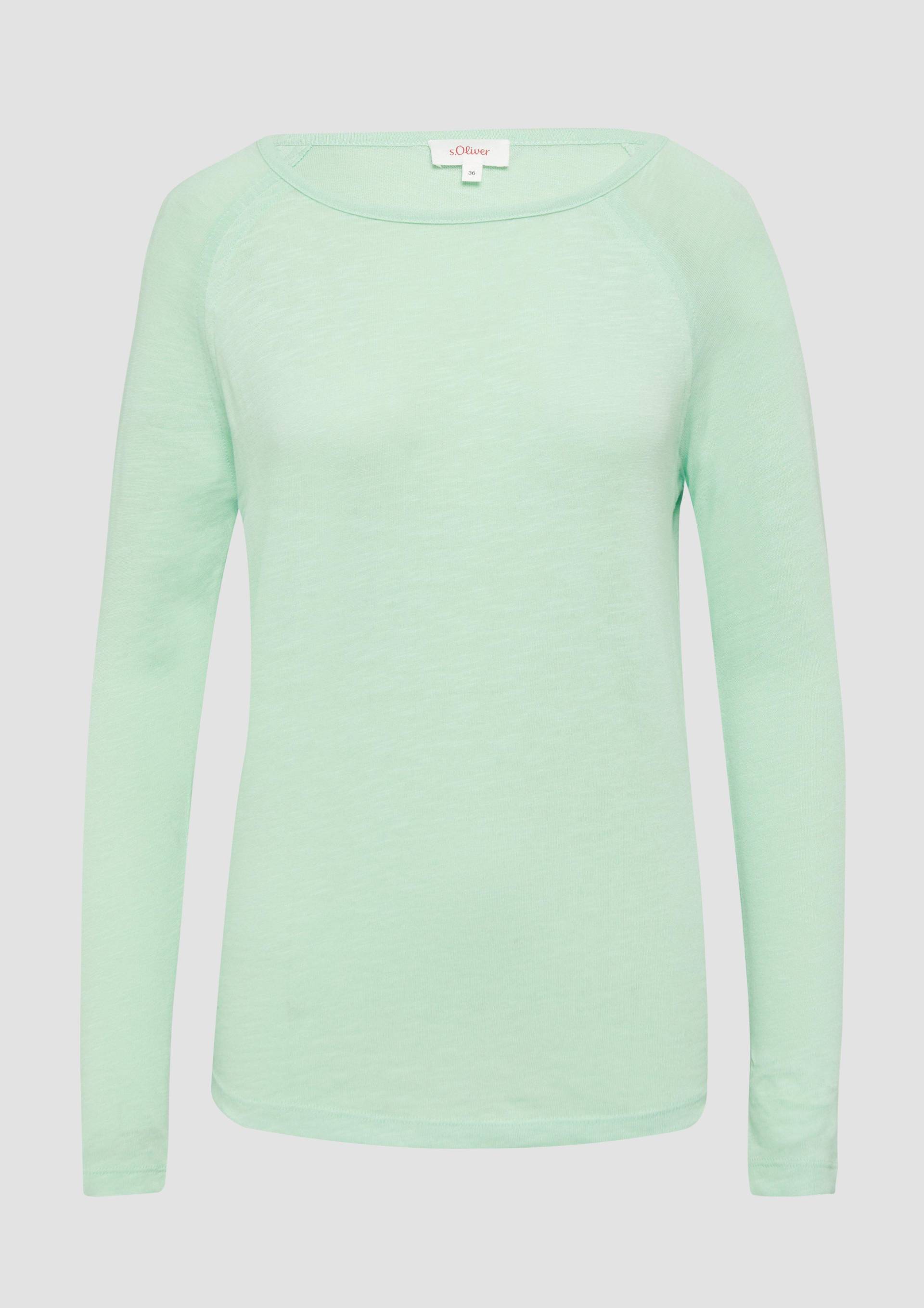 s.Oliver - Langarmshirt mit Raglanärmeln und Flammgarnstruktur, Damen, grün von s.Oliver