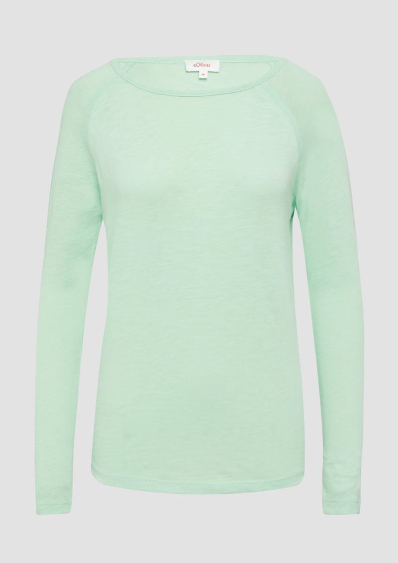 s.Oliver - Langarmshirt mit Raglanärmeln und Flammgarnstruktur, Damen, grün von s.Oliver
