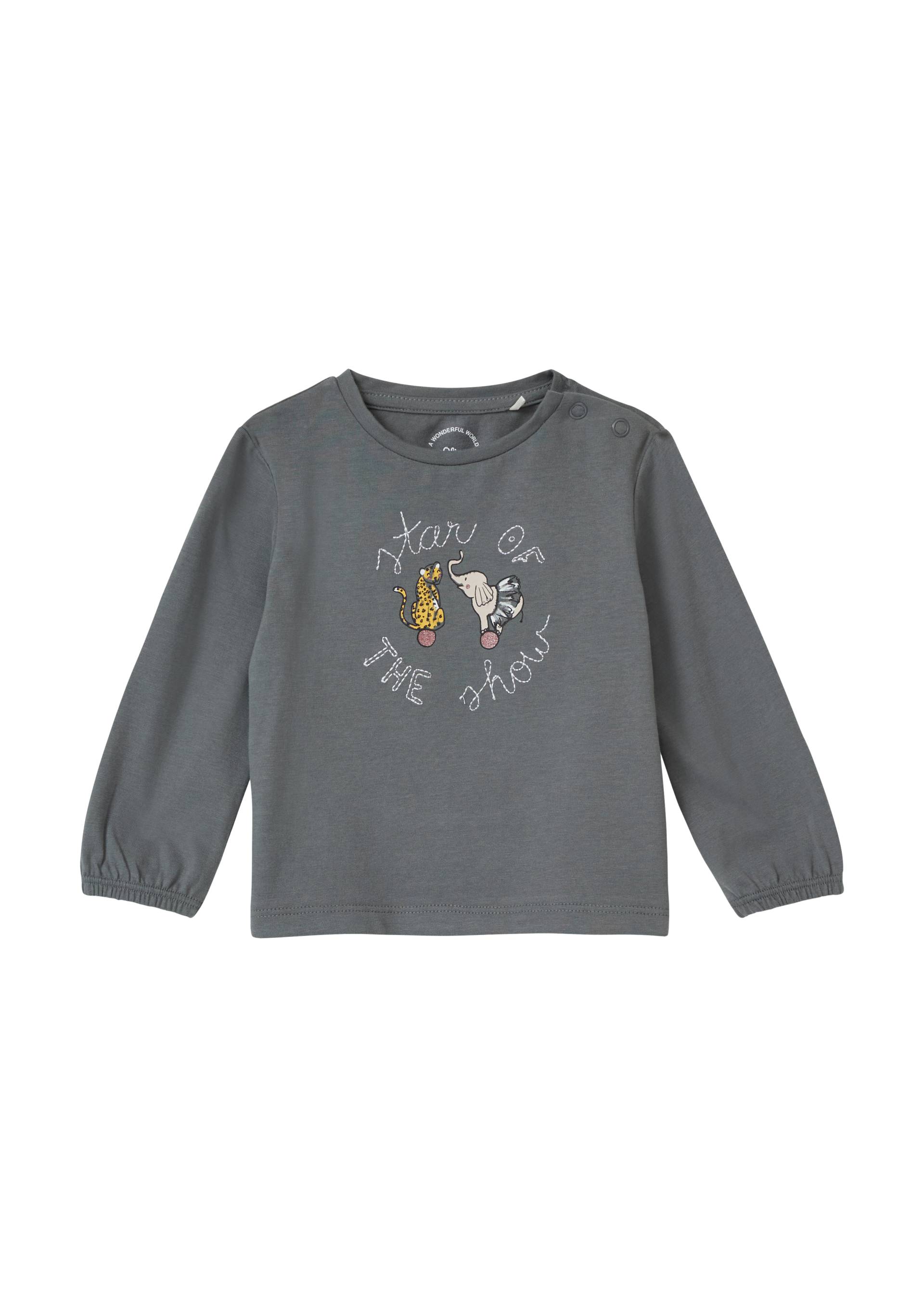 s.Oliver - Langarmshirt mit Stickerei und Glitzerprint, Babys, grau von s.Oliver