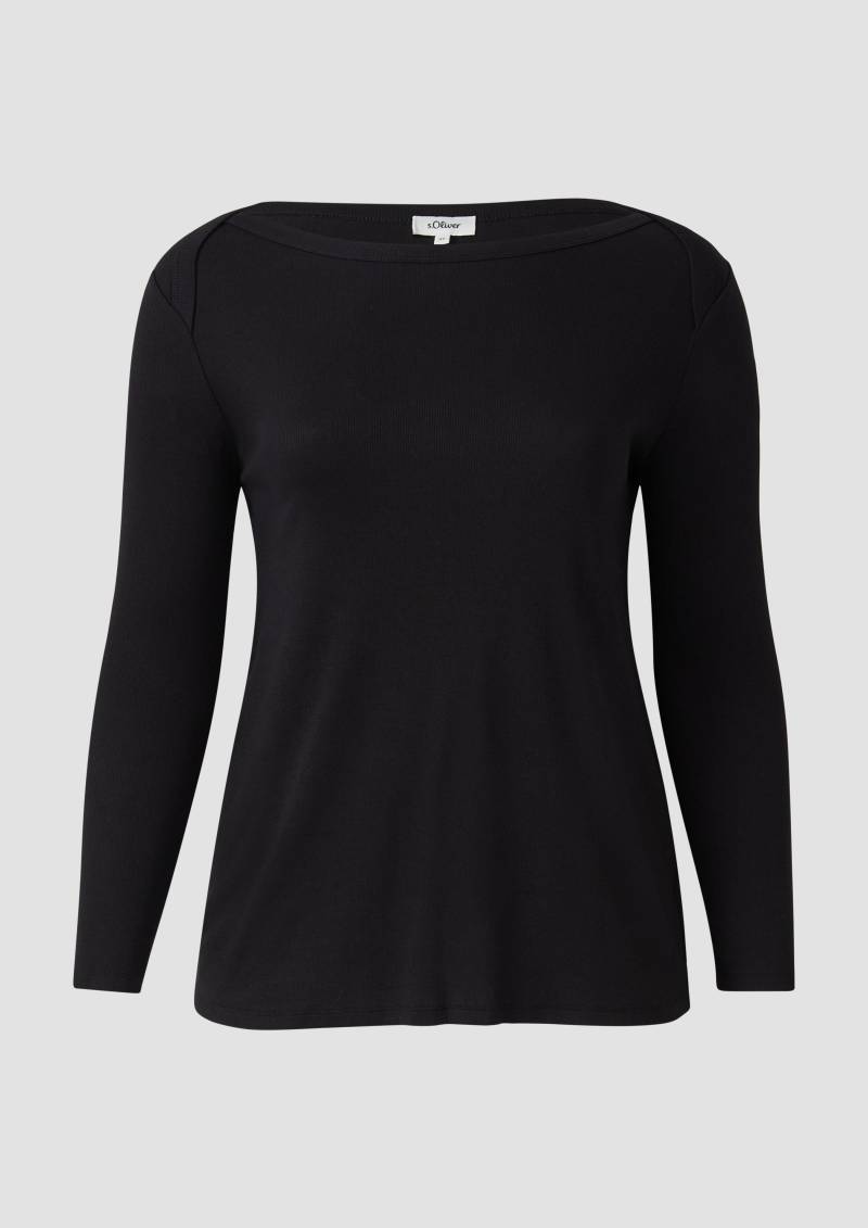 s.Oliver - Langarmshirt mit U-Boot-Ausschnitt, Damen, schwarz von s.Oliver