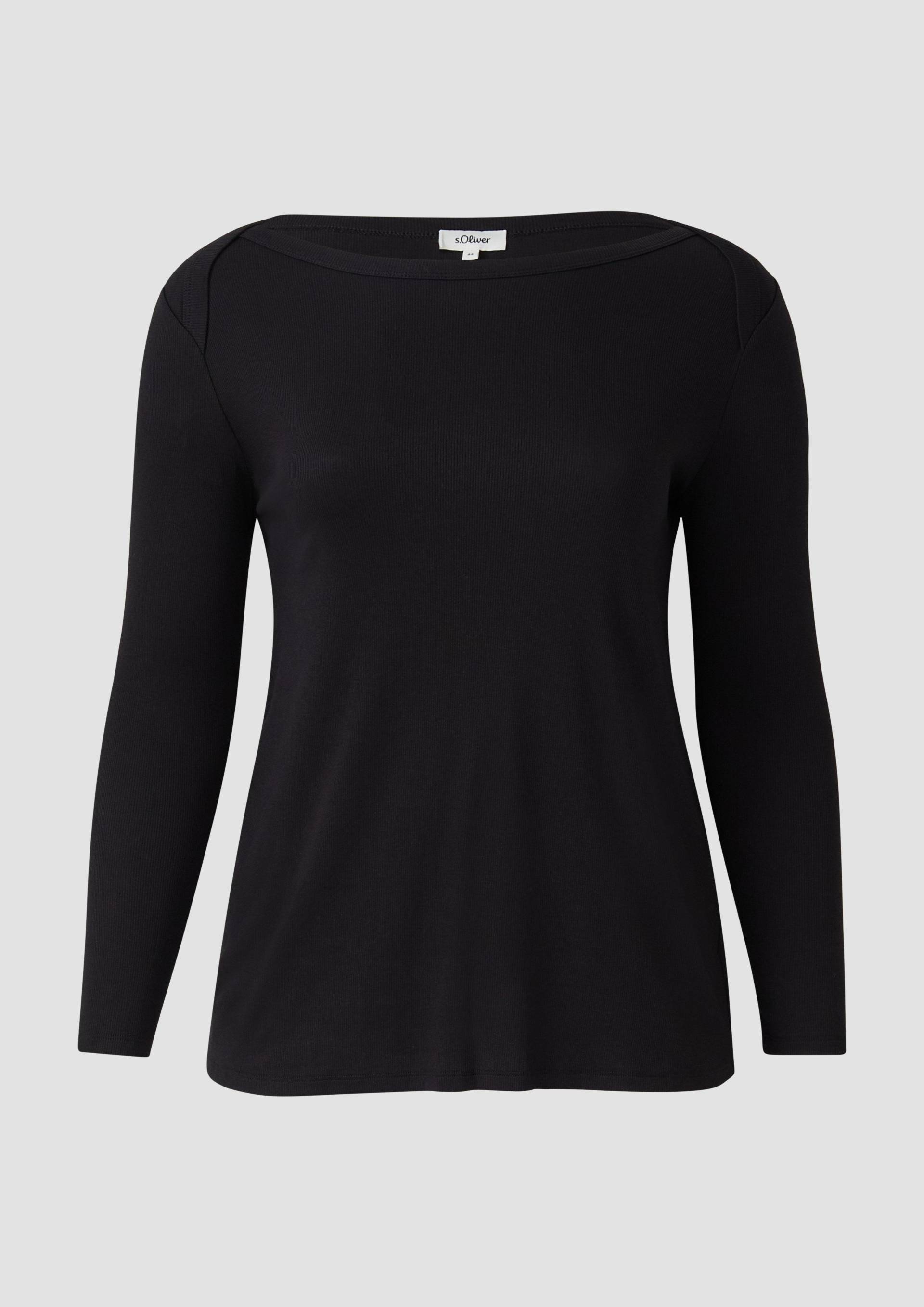 s.Oliver - Langarmshirt mit U-Boot-Ausschnitt, Damen, schwarz von s.Oliver