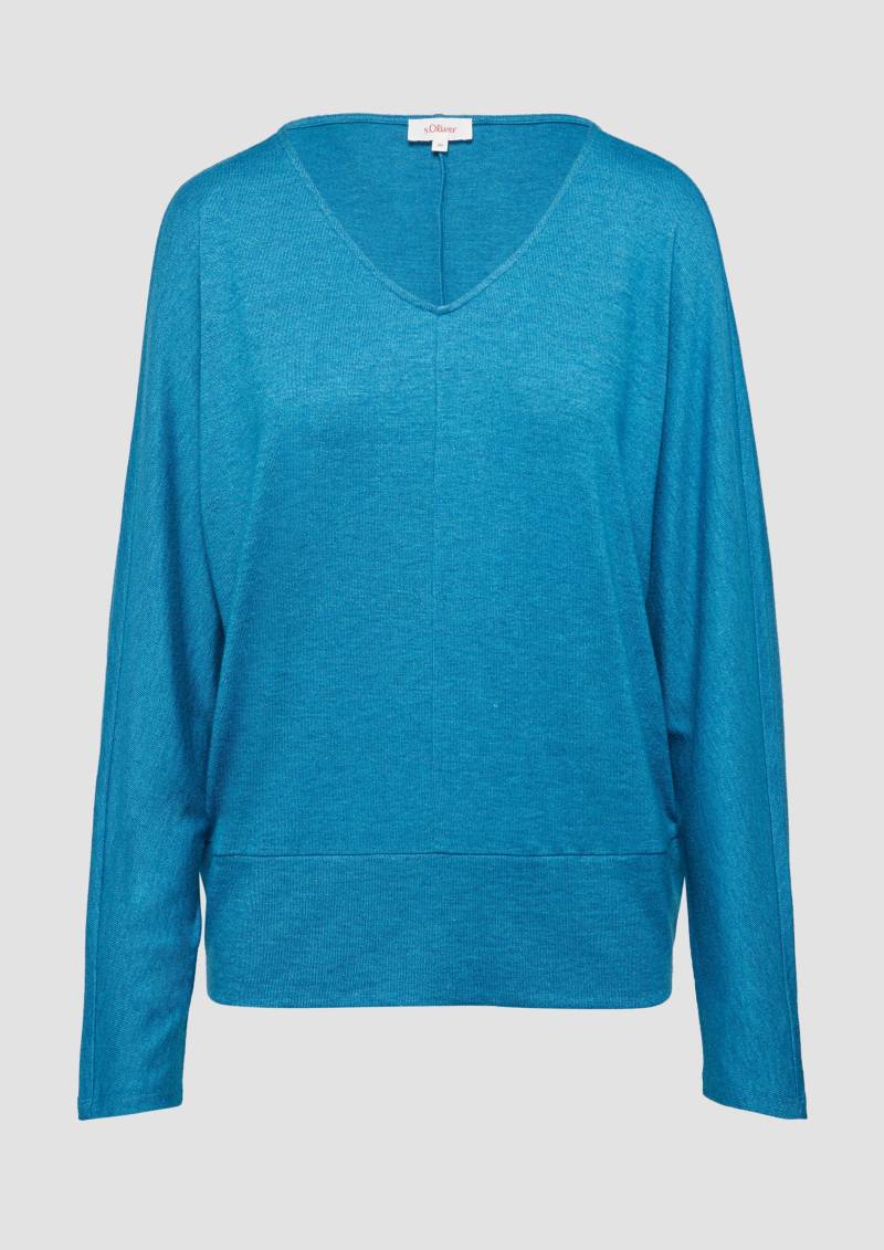 s.Oliver - Langarmshirt mit Fledermausärmeln und breitem Bund, Damen, Blau von s.Oliver