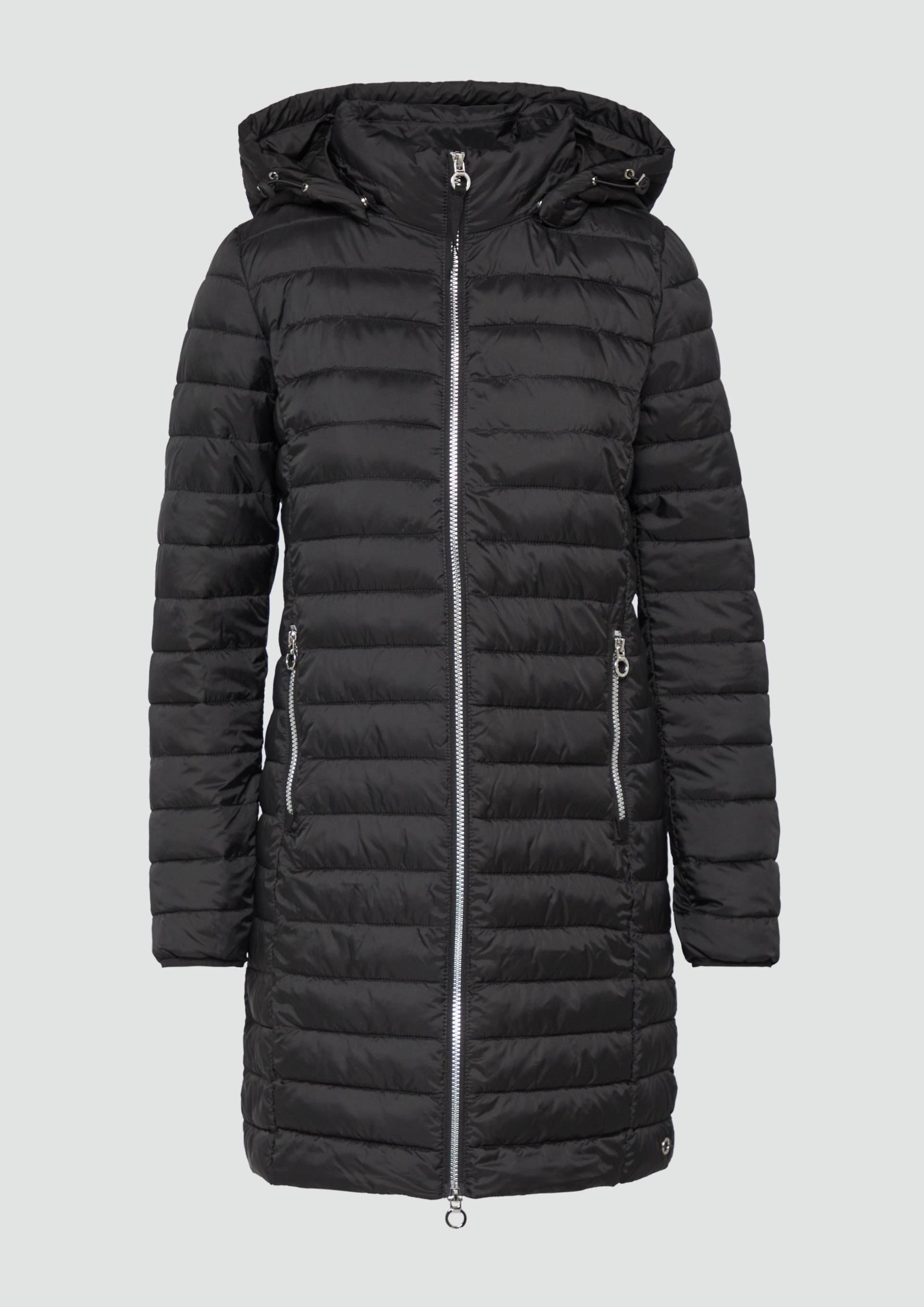 s.Oliver - Lange Steppjacke mit abnehmbarer Kapuze, Damen, schwarz von s.Oliver