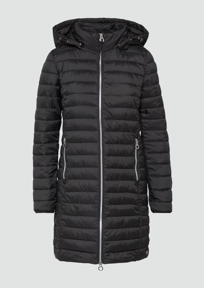 s.Oliver - Lange Steppjacke mit abnehmbarer Kapuze, Damen, schwarz von s.Oliver