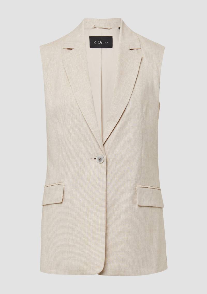 s.Oliver - Lange Weste im Relaxed Fit aus Leinenmix, Damen, Beige von s.Oliver
