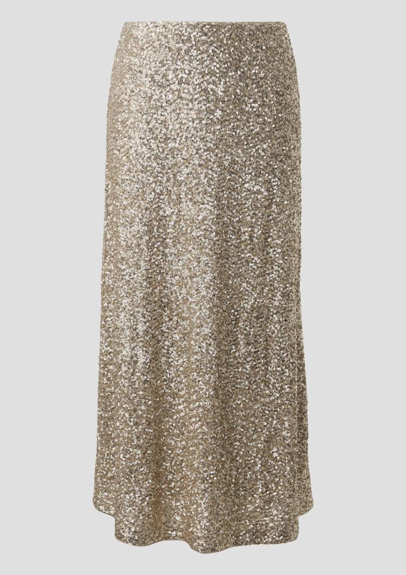 s.Oliver - Langer Pailletten-Rock mit Viskosefutter, Damen, Beige von s.Oliver