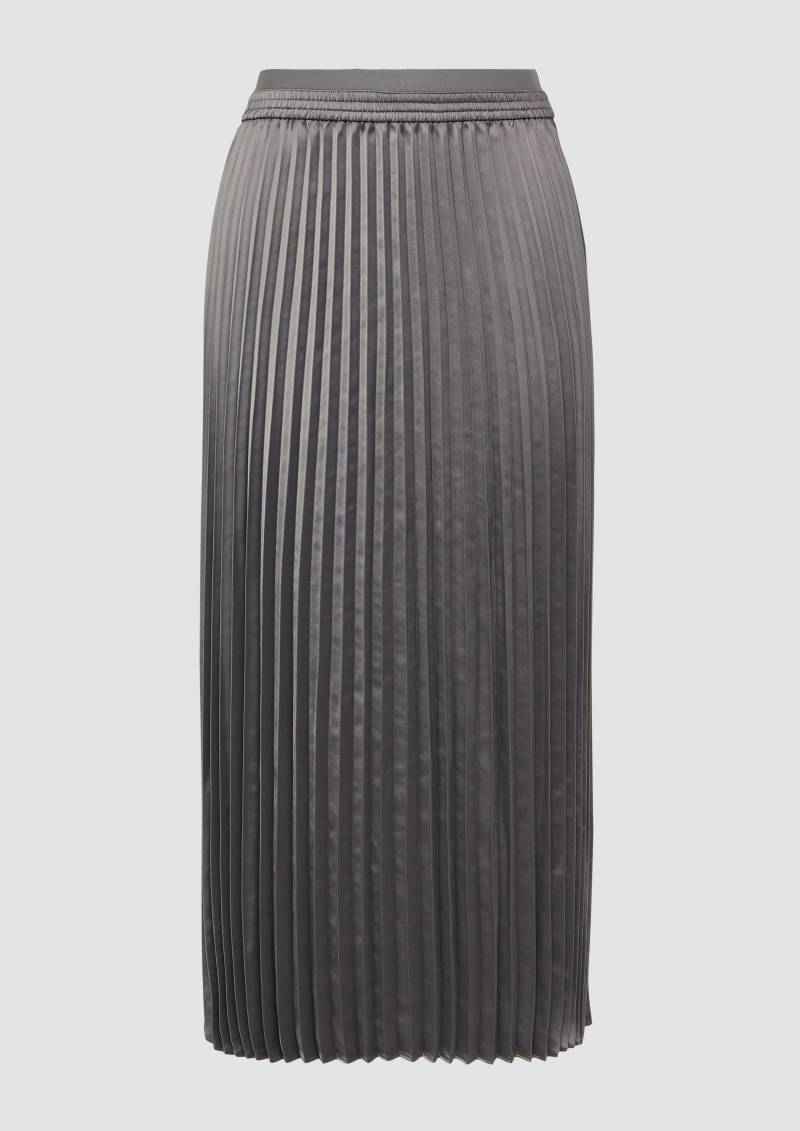 s.Oliver - Langer Plissee-Rock aus Satin mit Elastikbund, Damen, grau von s.Oliver