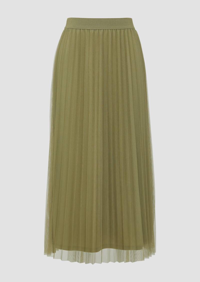 s.Oliver - Langer Rock mit plissiertem Mesh und Jerseyfutter, Damen, Grün von s.Oliver