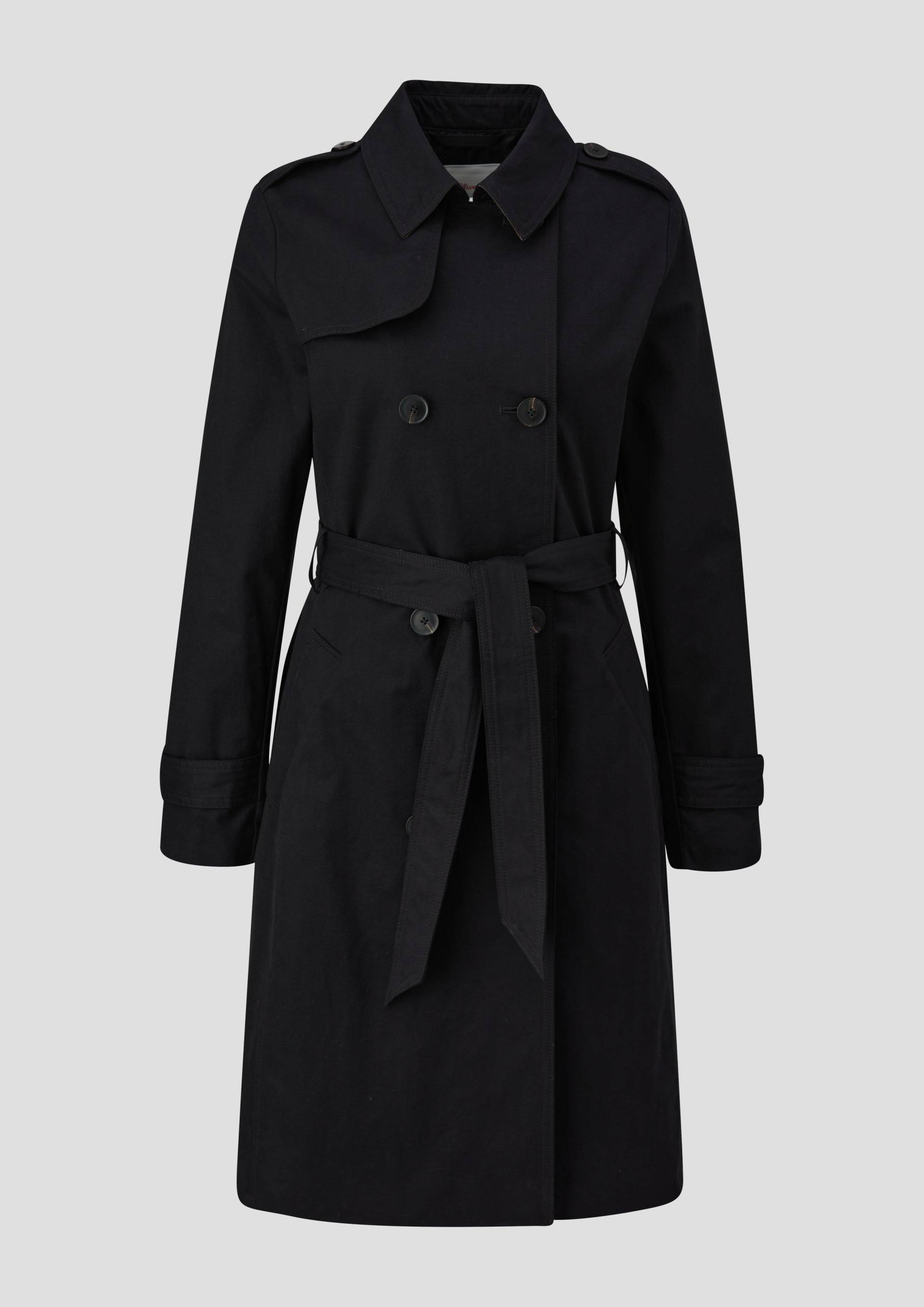 s.Oliver - Langer Trench-Coat, Damen, schwarz von s.Oliver