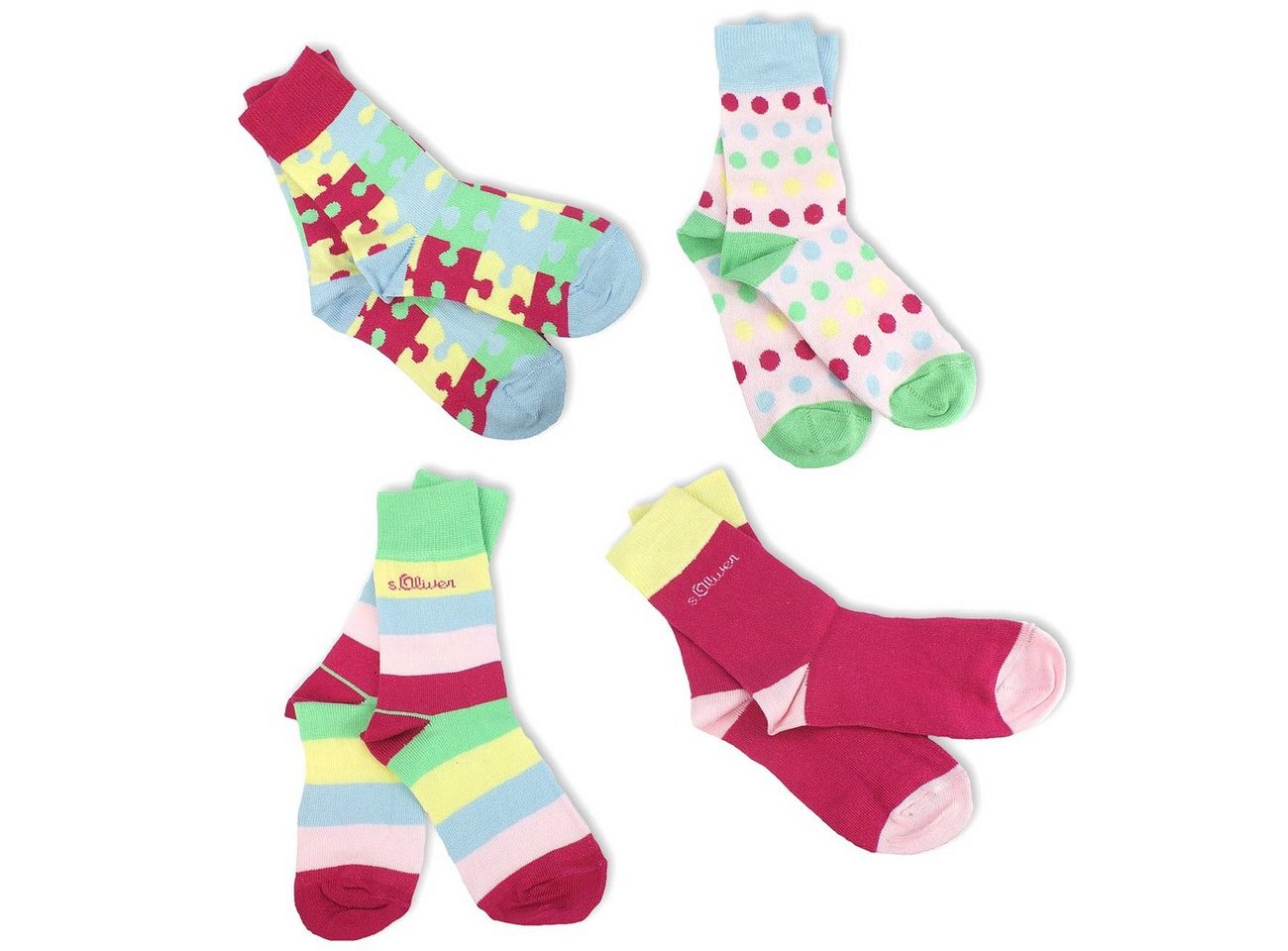 s.Oliver Langsocken S20227 (Set, 4-Paar, 4 Paar) Kinder Socken, Jungen & Mädchen mit Baumwolle, Kindersocken von s.Oliver