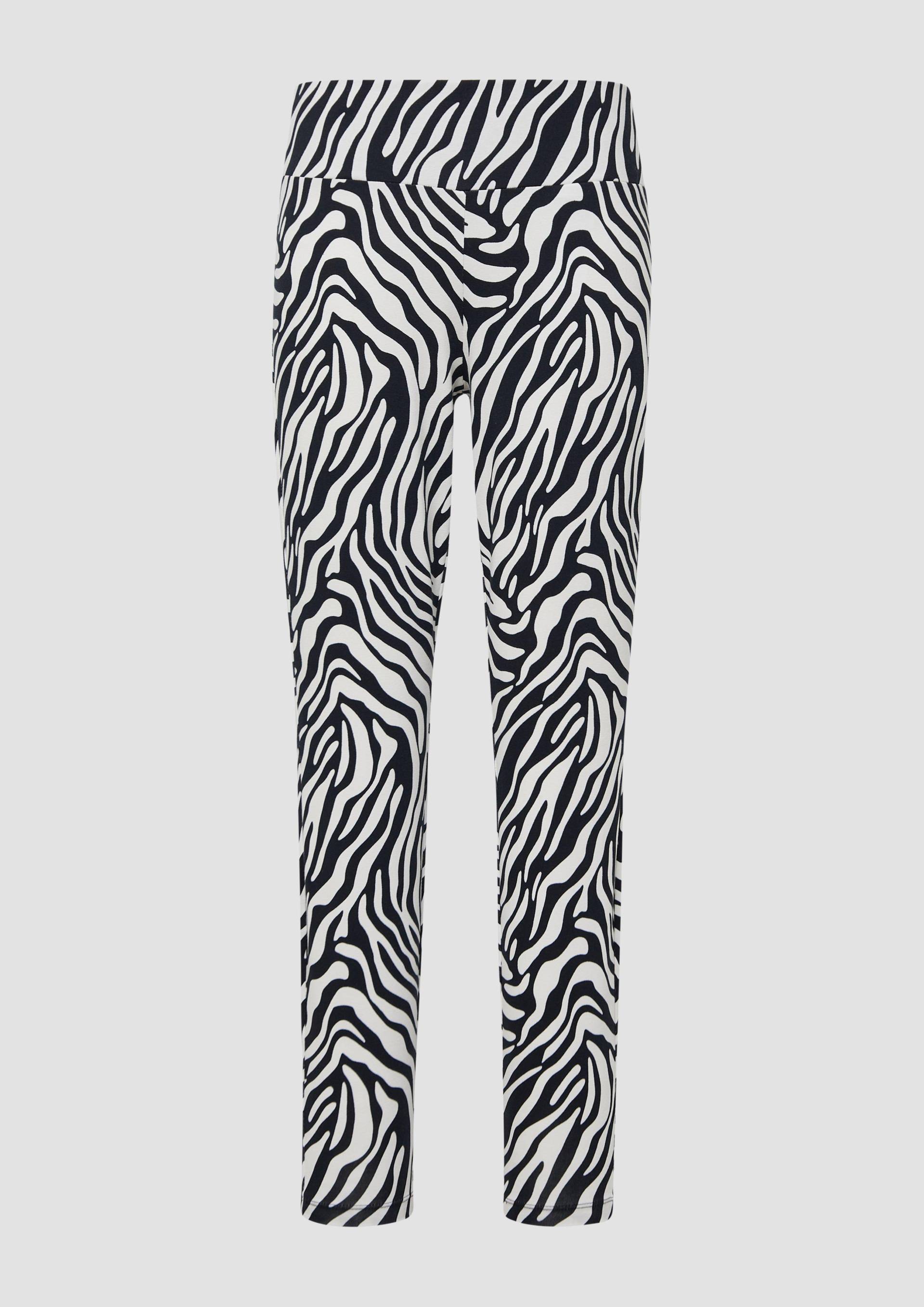 s.Oliver - Leggings mit Animal-All-over-Print, Damen, weiß|schwarz von s.Oliver