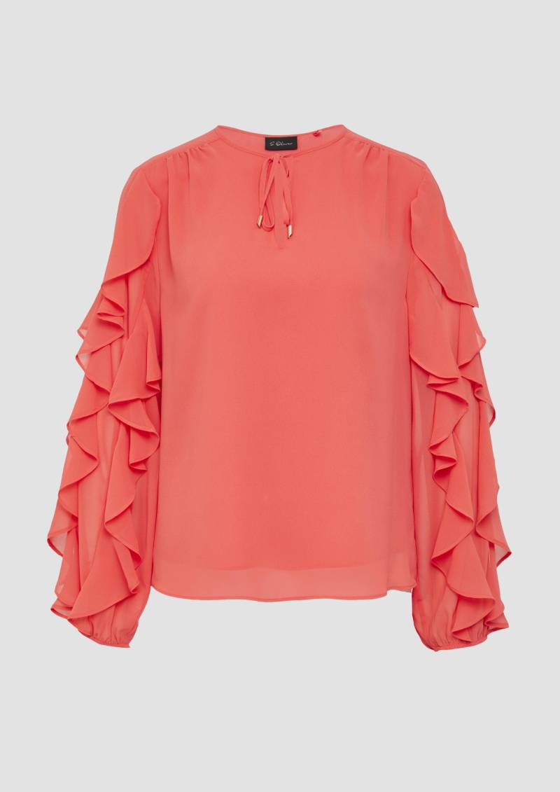 s.Oliver - Leichte Chiffonbluse mit Rüschenärmeln, Damen, rot von s.Oliver