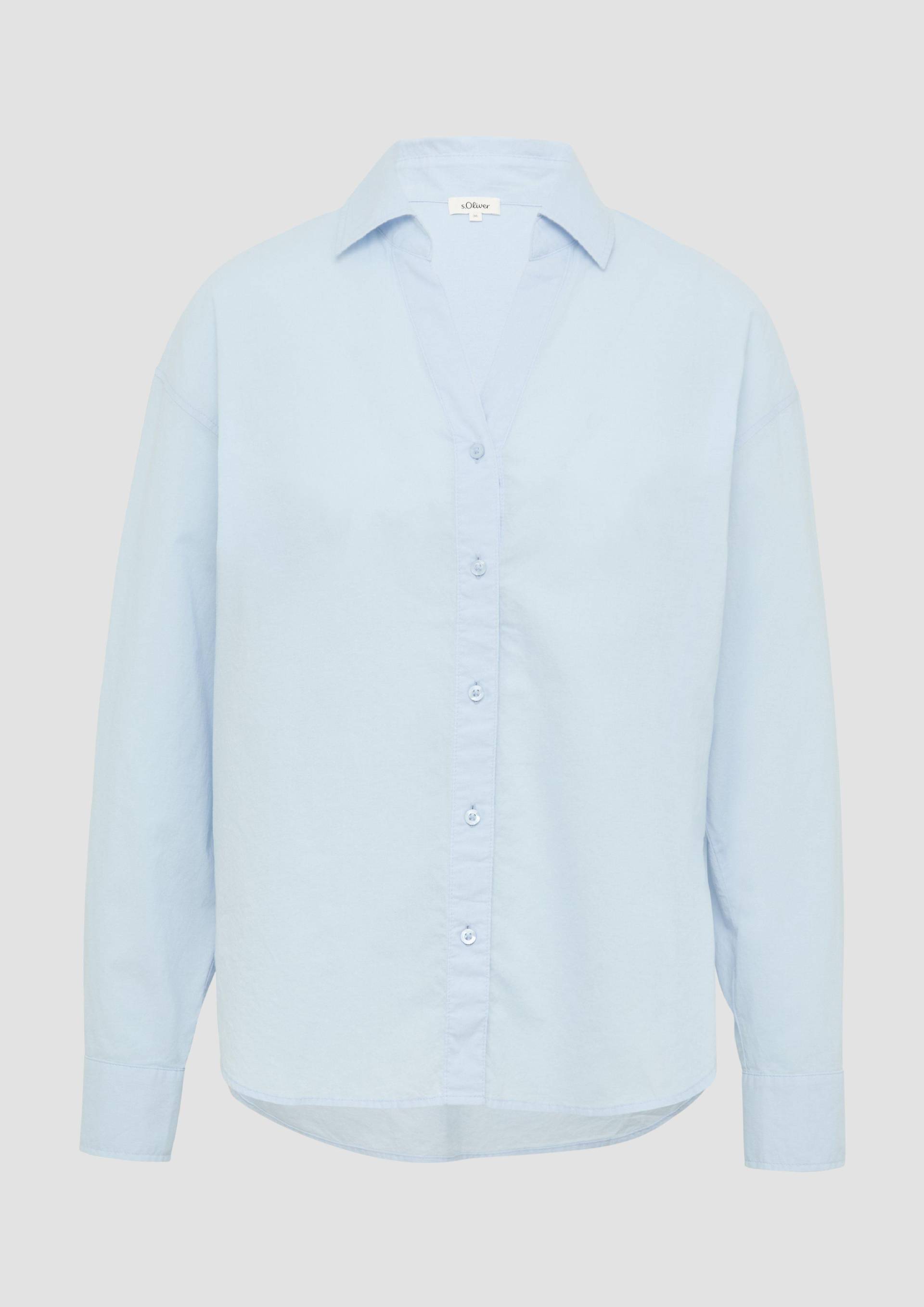 s.Oliver - Leichte Hemdbluse im Relaxed Fit mit Turn-up, Damen, blau von s.Oliver
