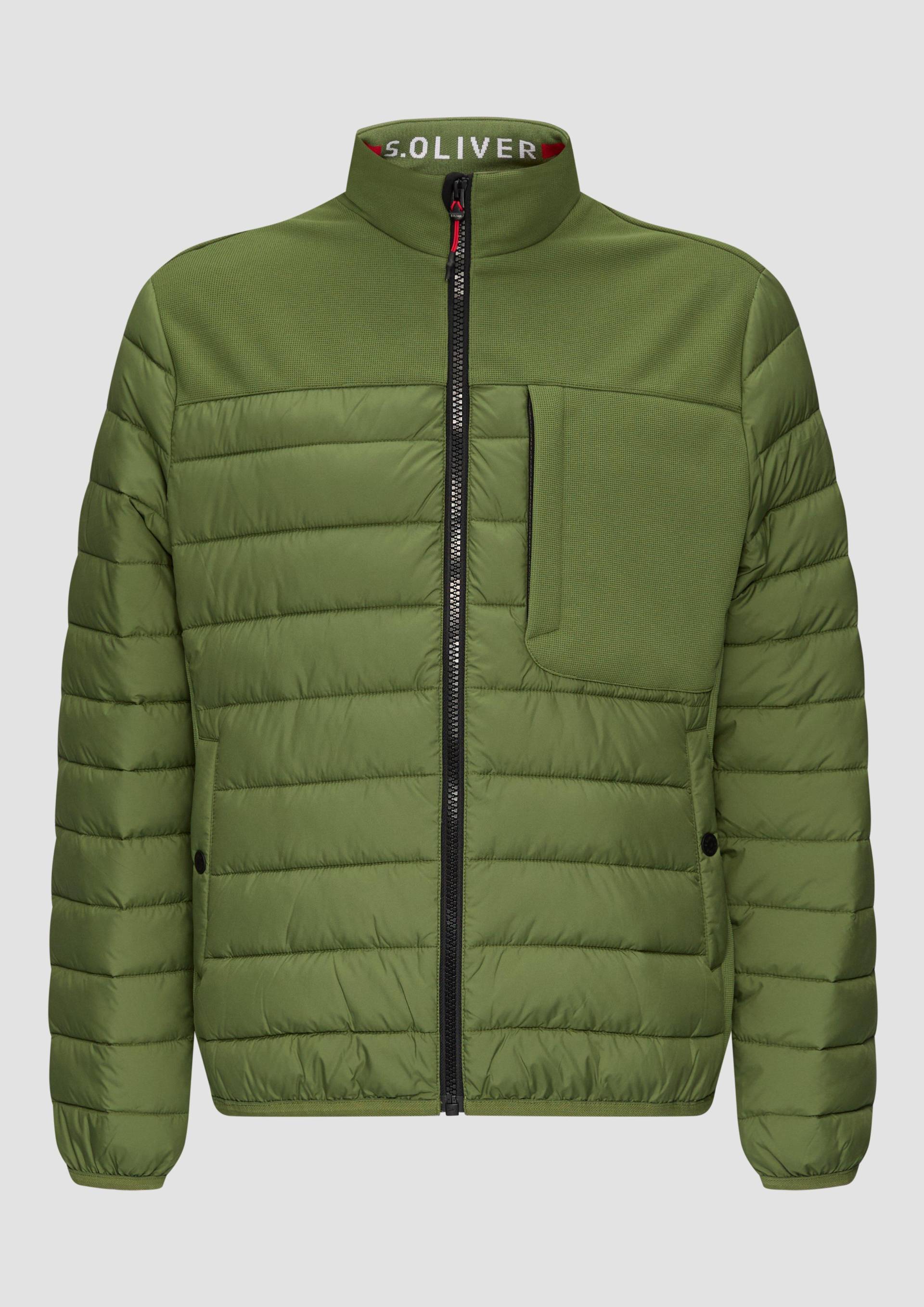 s.Oliver - Leichte Steppjacke im Materialmix mit Kontrast-Details, Herren, grün von s.Oliver