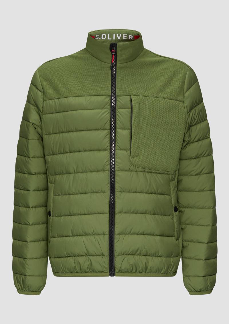 s.Oliver - Leichte Steppjacke im Materialmix mit Kontrast-Details, Herren, grün von s.Oliver