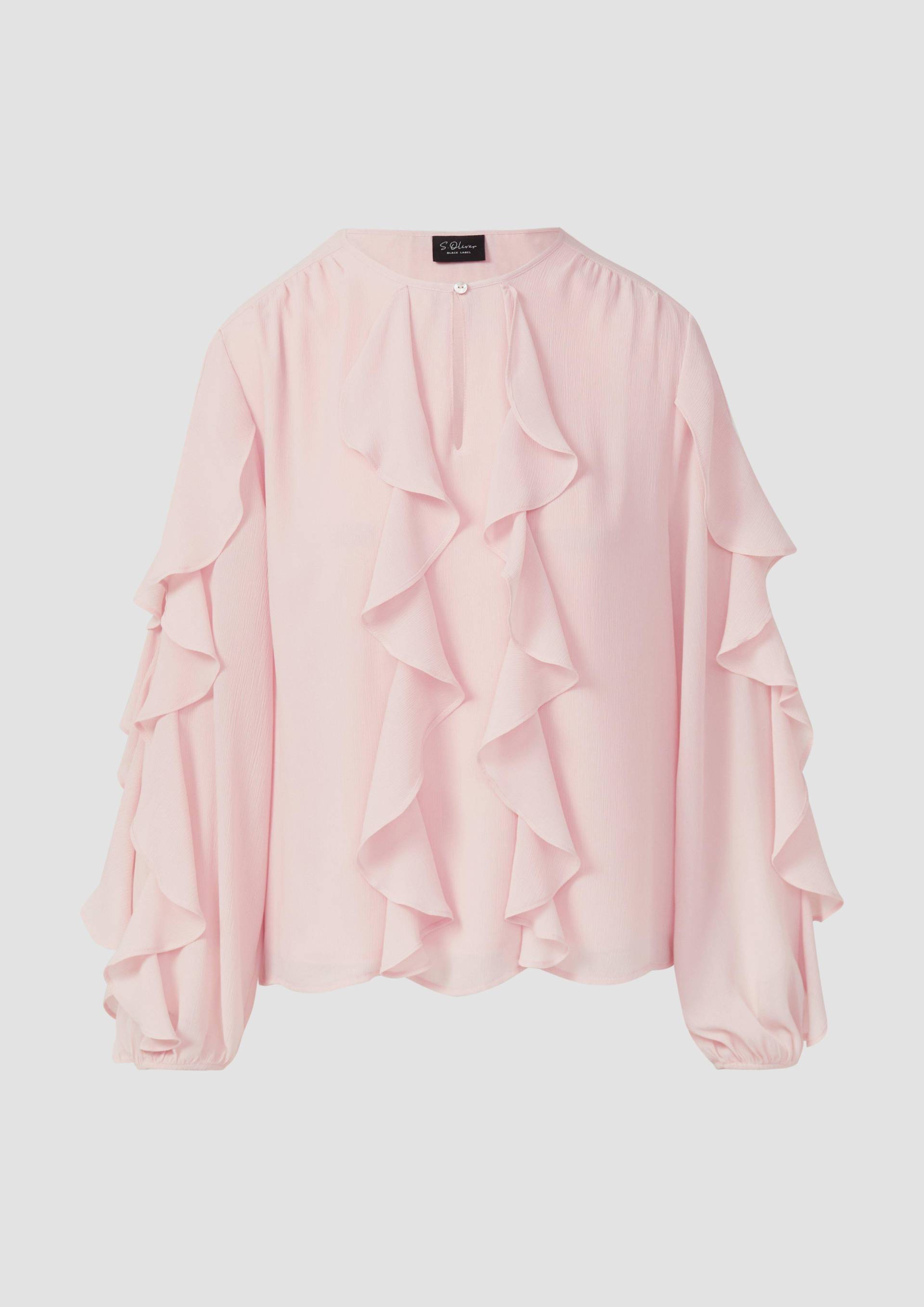 s.Oliver - Leichte Volant-Bluse mit Viskose-Futter, Damen, Rosa von s.Oliver