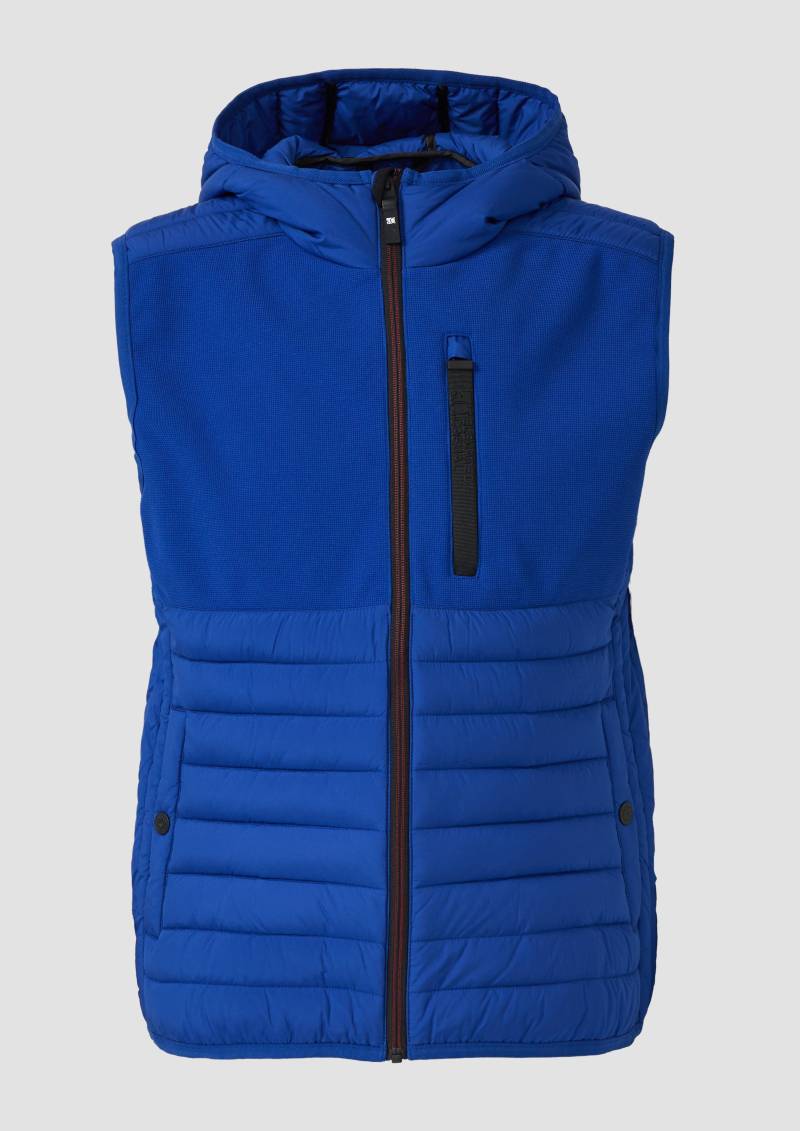 s.Oliver - Leichte Weste aus Materialmix mit Kapuze, Herren, blau von s.Oliver