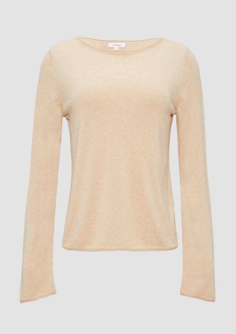 s.Oliver - Leichter Feinstrickpullover mit Rollkante, Damen, braun von s.Oliver