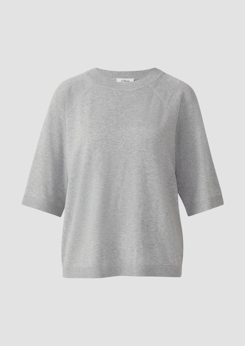 s.Oliver - Leichter Kurzarm-Strickpullover, Damen, grau von s.Oliver