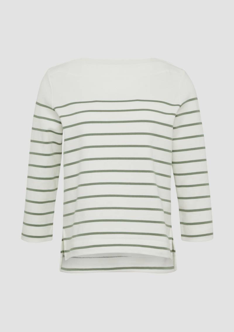 s.Oliver - Geringeltes Sweatshirt mit U-Boot-Ausschnitt, Damen, grün|creme von s.Oliver