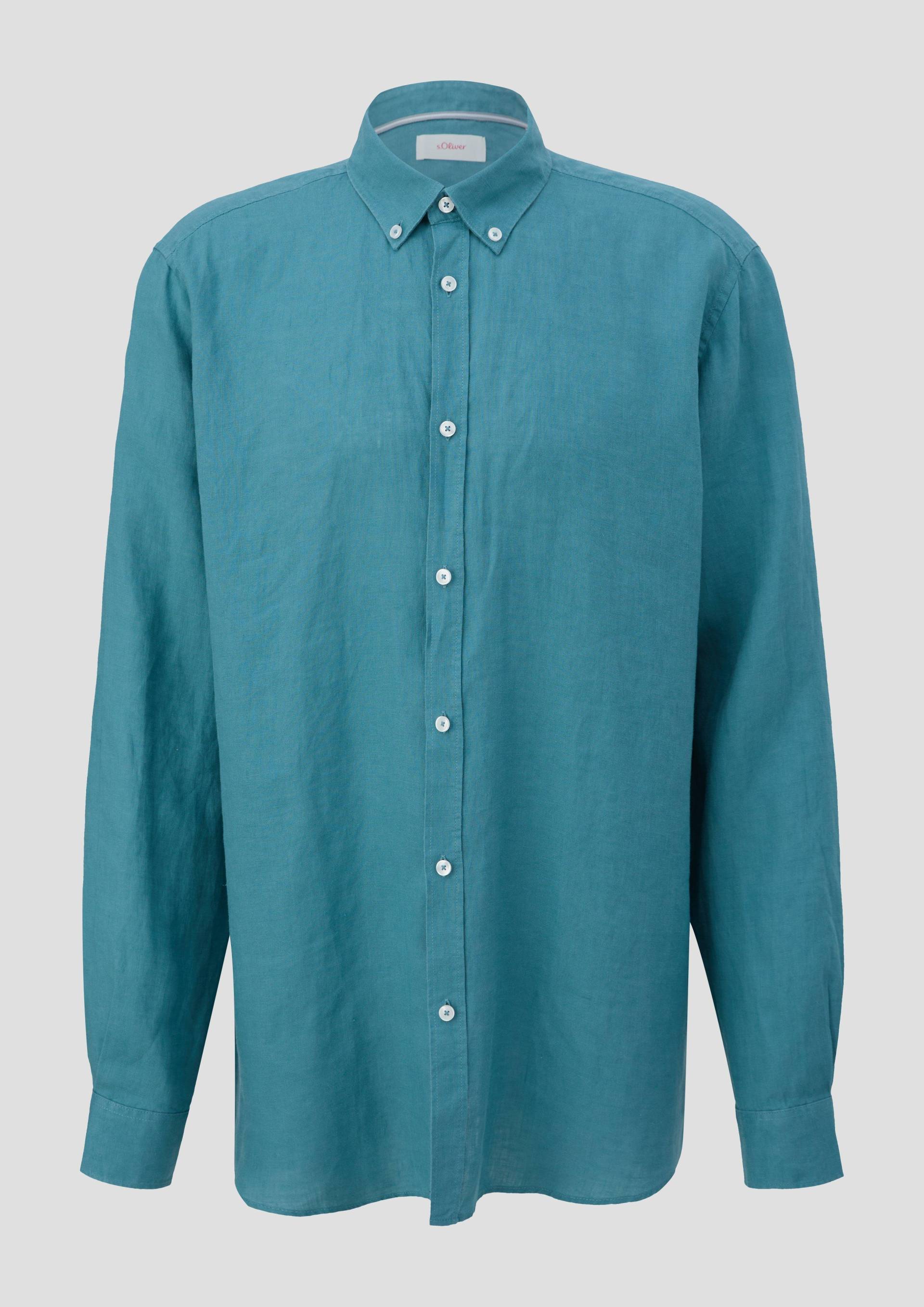 s.Oliver - Leinenhemd mit Button-Down-Kragen, Herren, Blau von s.Oliver