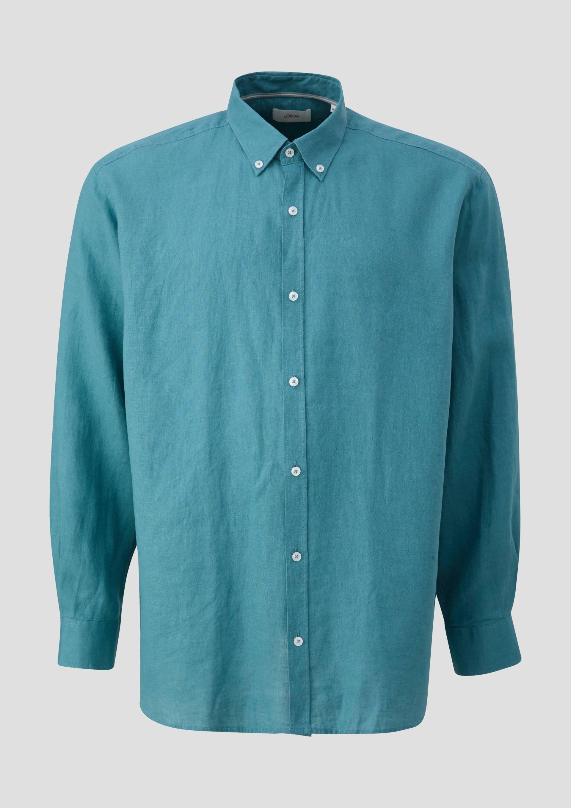 s.Oliver - Leinenhemd mit Button-Down-Kragen, Herren, Blau von s.Oliver