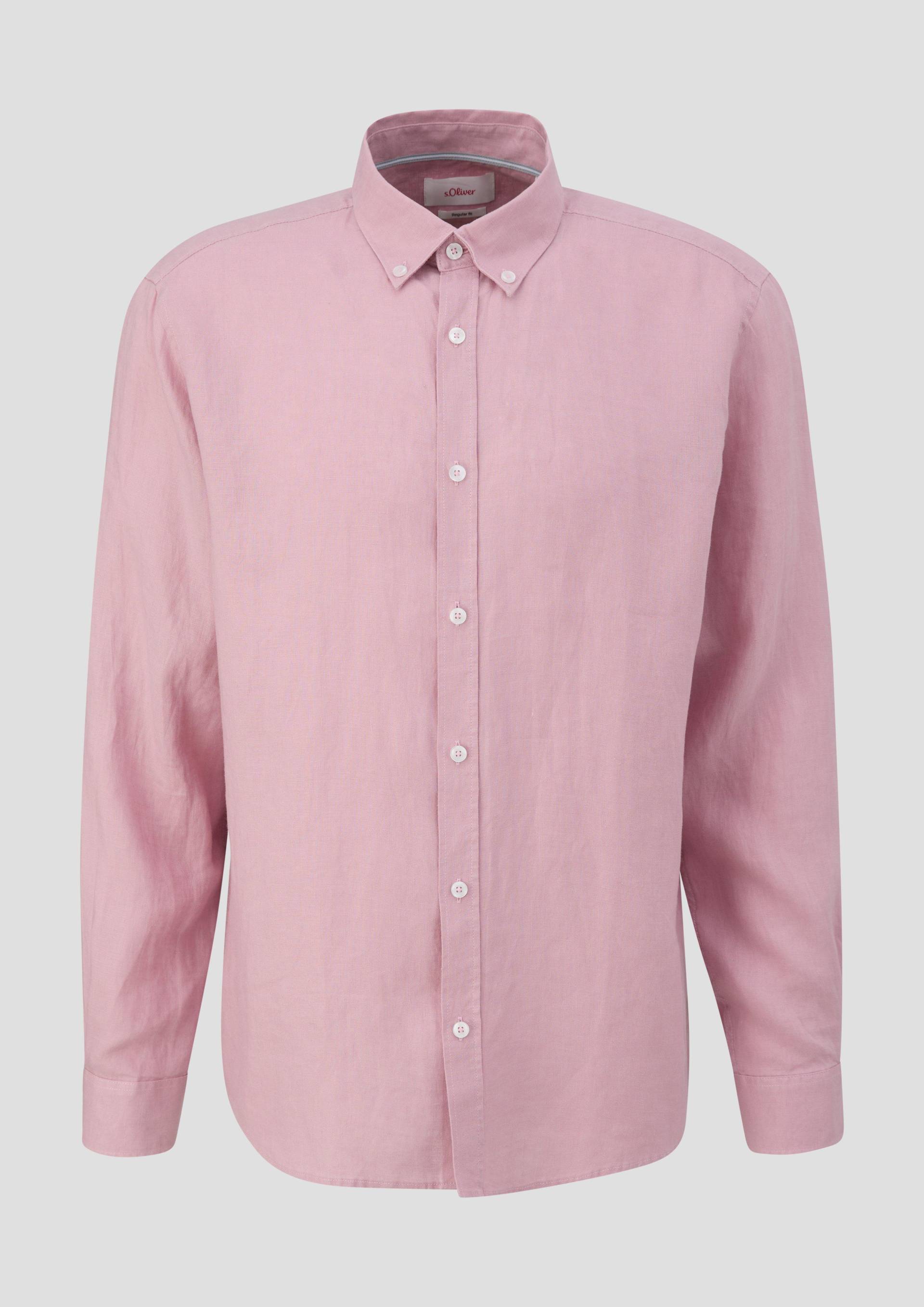 s.Oliver - Leinenhemd mit Button-Down-Kragen, Herren, Rosa von s.Oliver