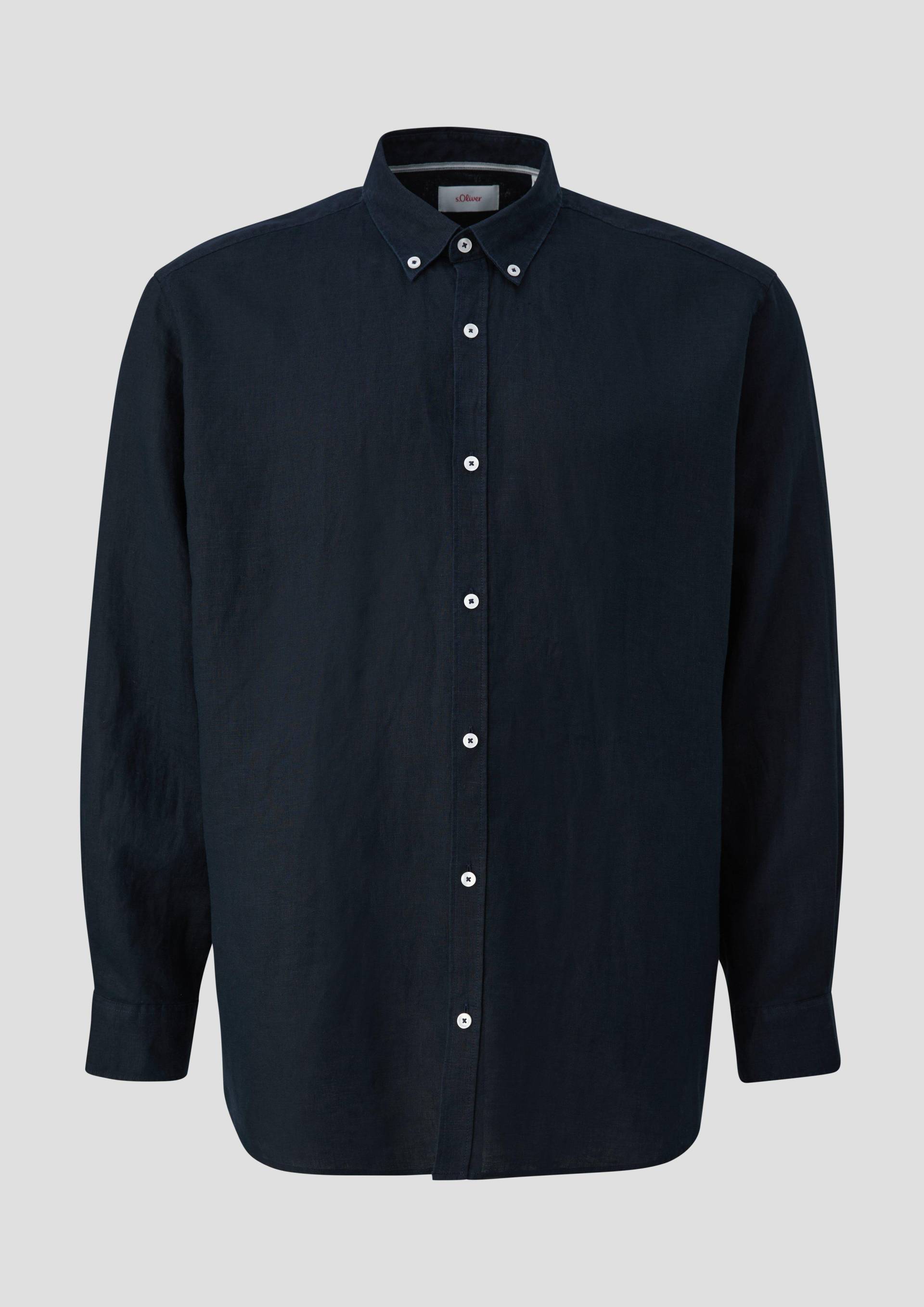 s.Oliver - Leinenhemd mit Button-Down-Kragen, Herren, blau von s.Oliver