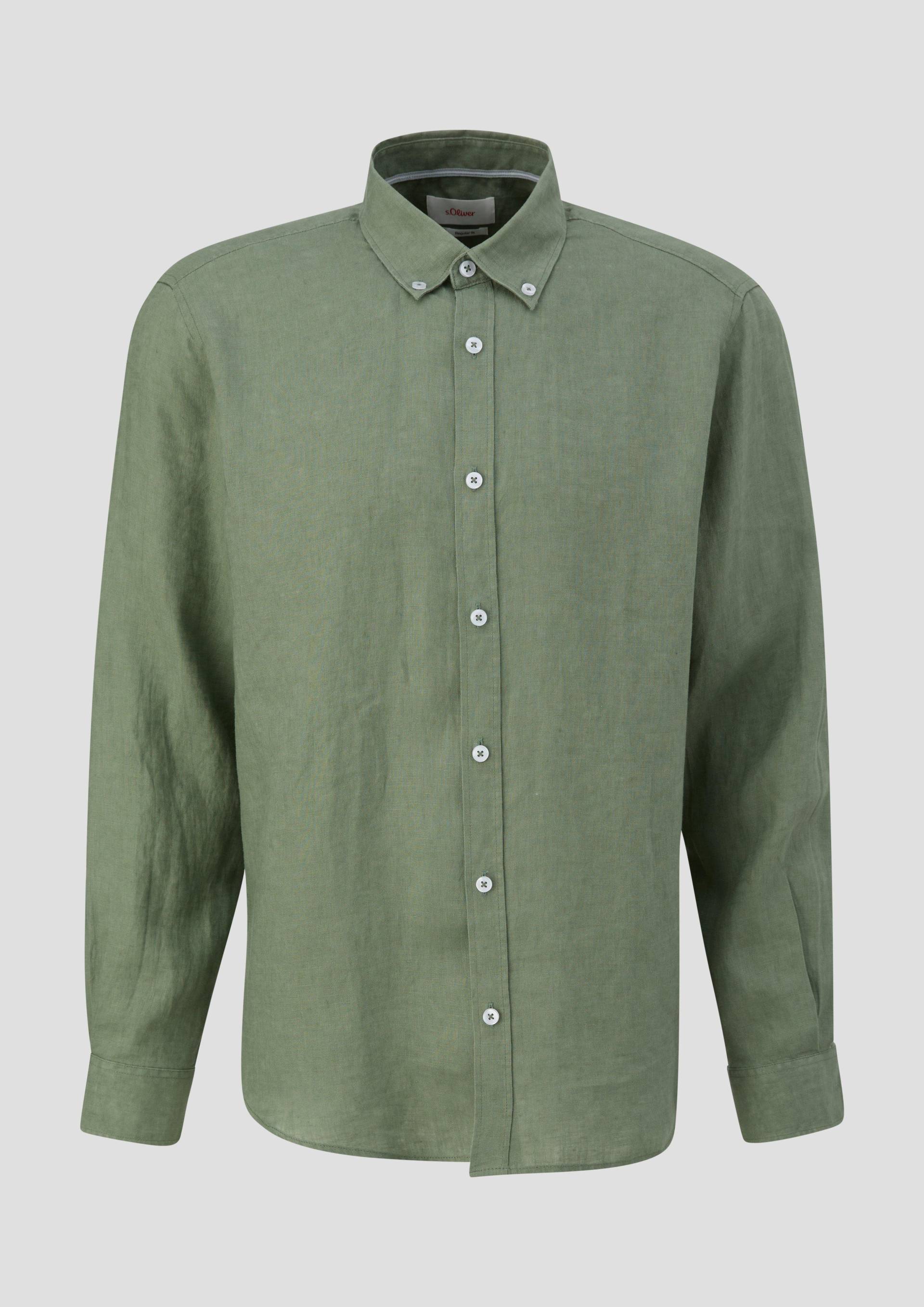 s.Oliver - Leinenhemd mit Button-Down-Kragen, Herren, grün von s.Oliver