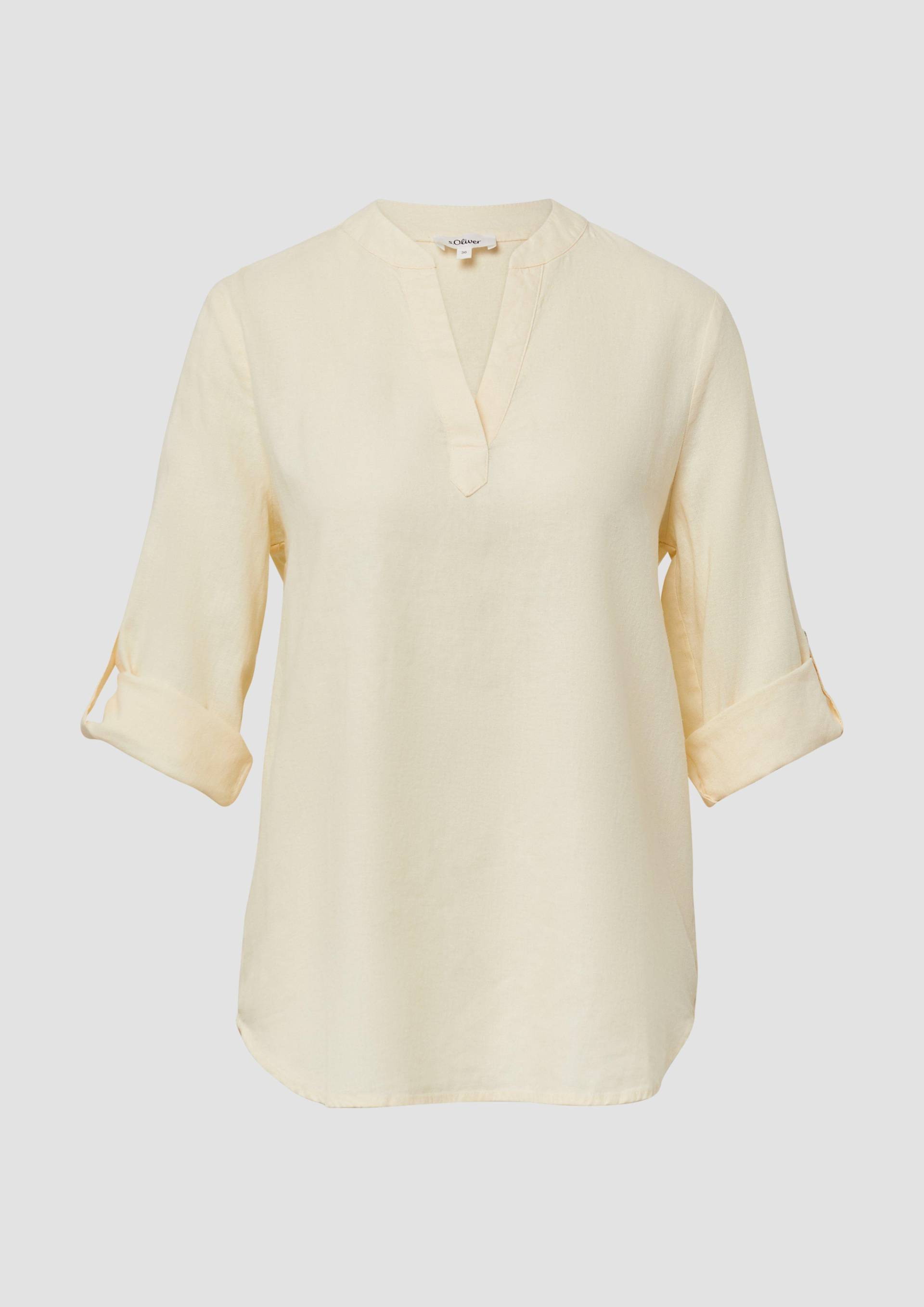 s.Oliver - Leinenmix-Bluse mit Turn-up, Damen, gelb von s.Oliver